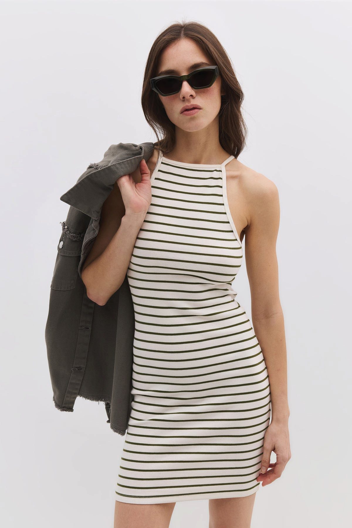 Minikleid Neckholder-Minikleid mit Streifen