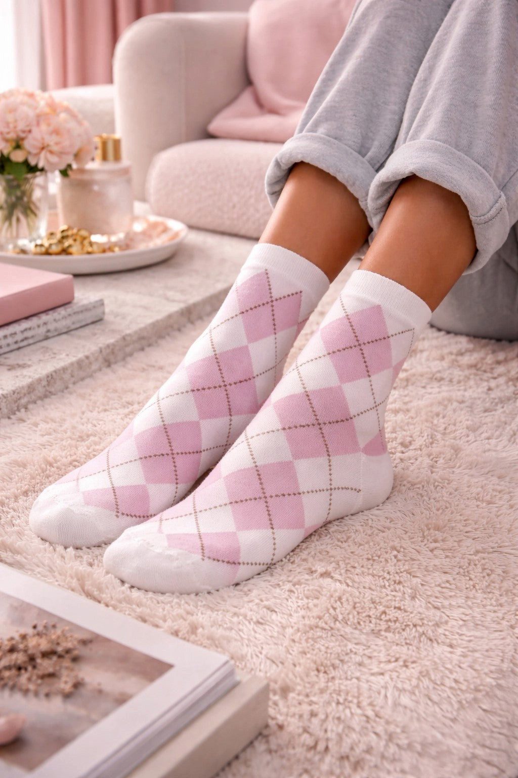 Lycille Socken Damen Karosocken 37–41 – Baumwolle, Bequem, Kariert, Stylische Socken