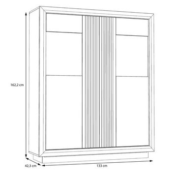 Newroom Vitrine Emery Vitrine Schlammeiche und Schwarz Modern Vitrinenschrank Glasvitrine