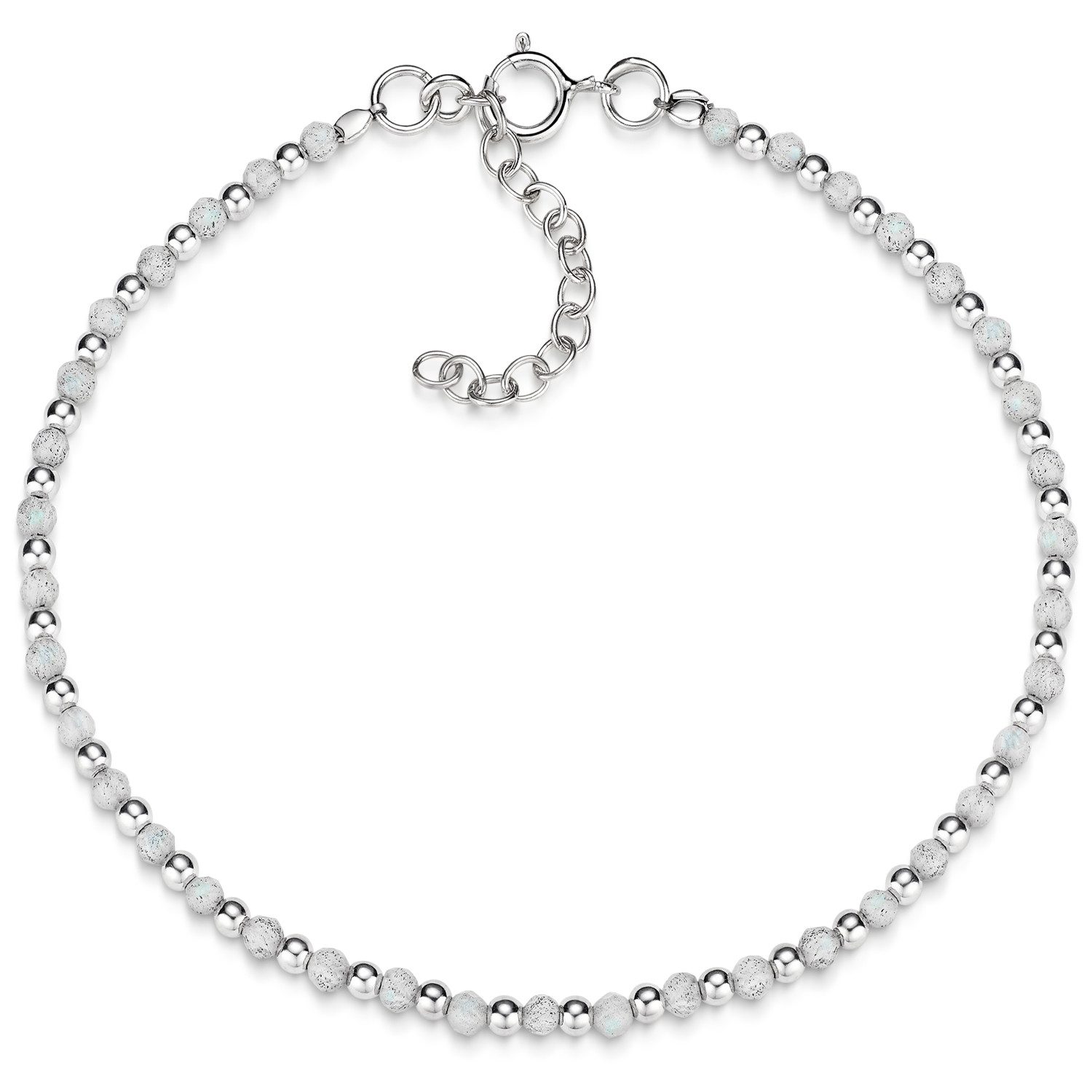 Materia Armkette Damen Edelstein Labradorit weiß SA-151, 925 Sterling Silber, größenverstellbar