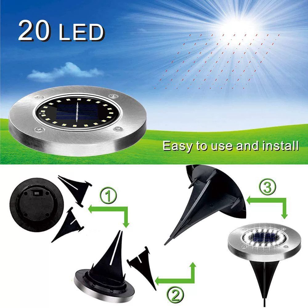 QUBEBU LED Solarleuchte 20 LEDs Solarleuchten günstig online kaufen