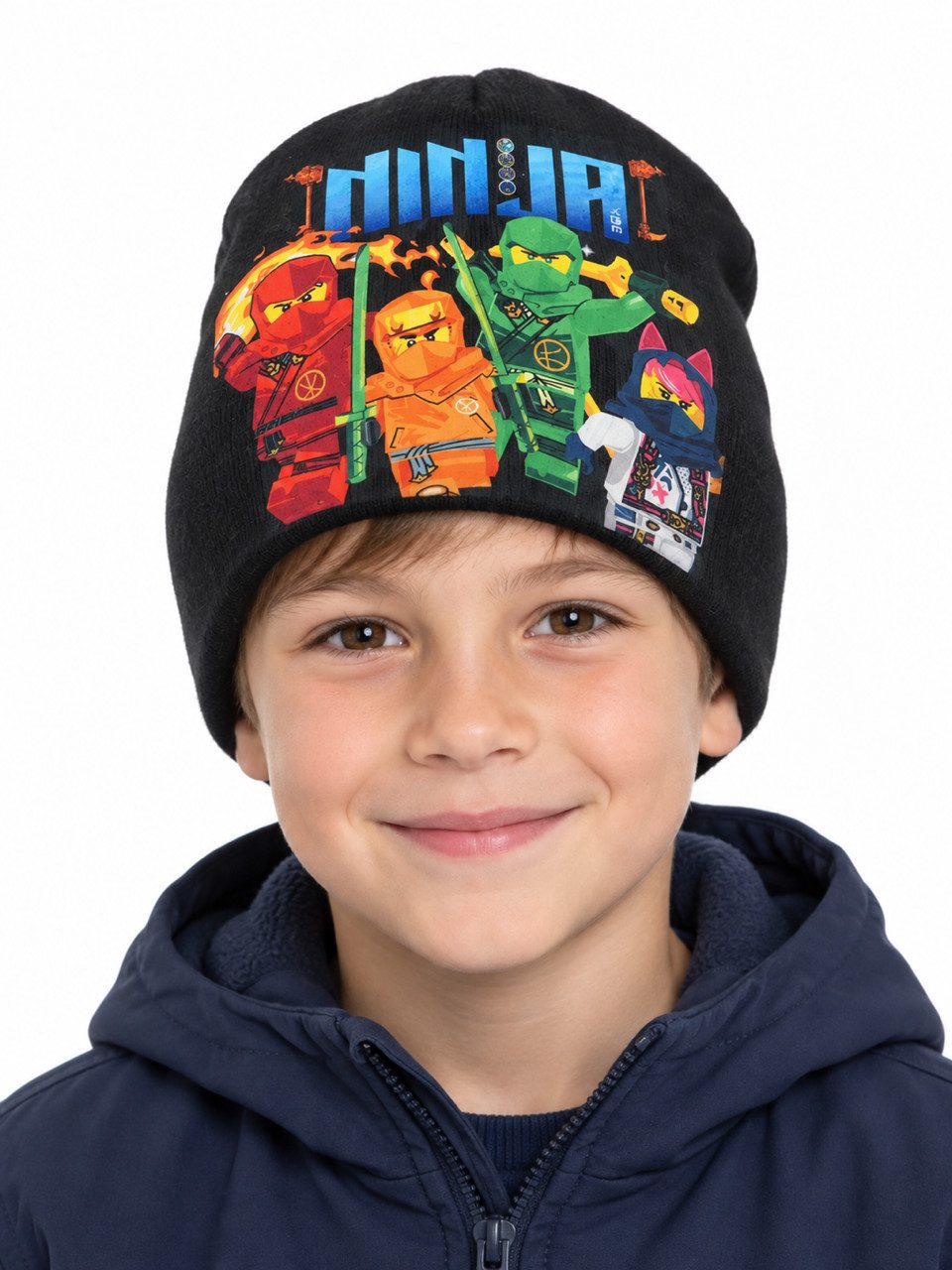 LEGO® kidswear Strickmütze Lego Ninjago Kindermütze Jungen Mütze 52 + 54 cm Lego Ninjago Strickmotiv Jungenmütze
