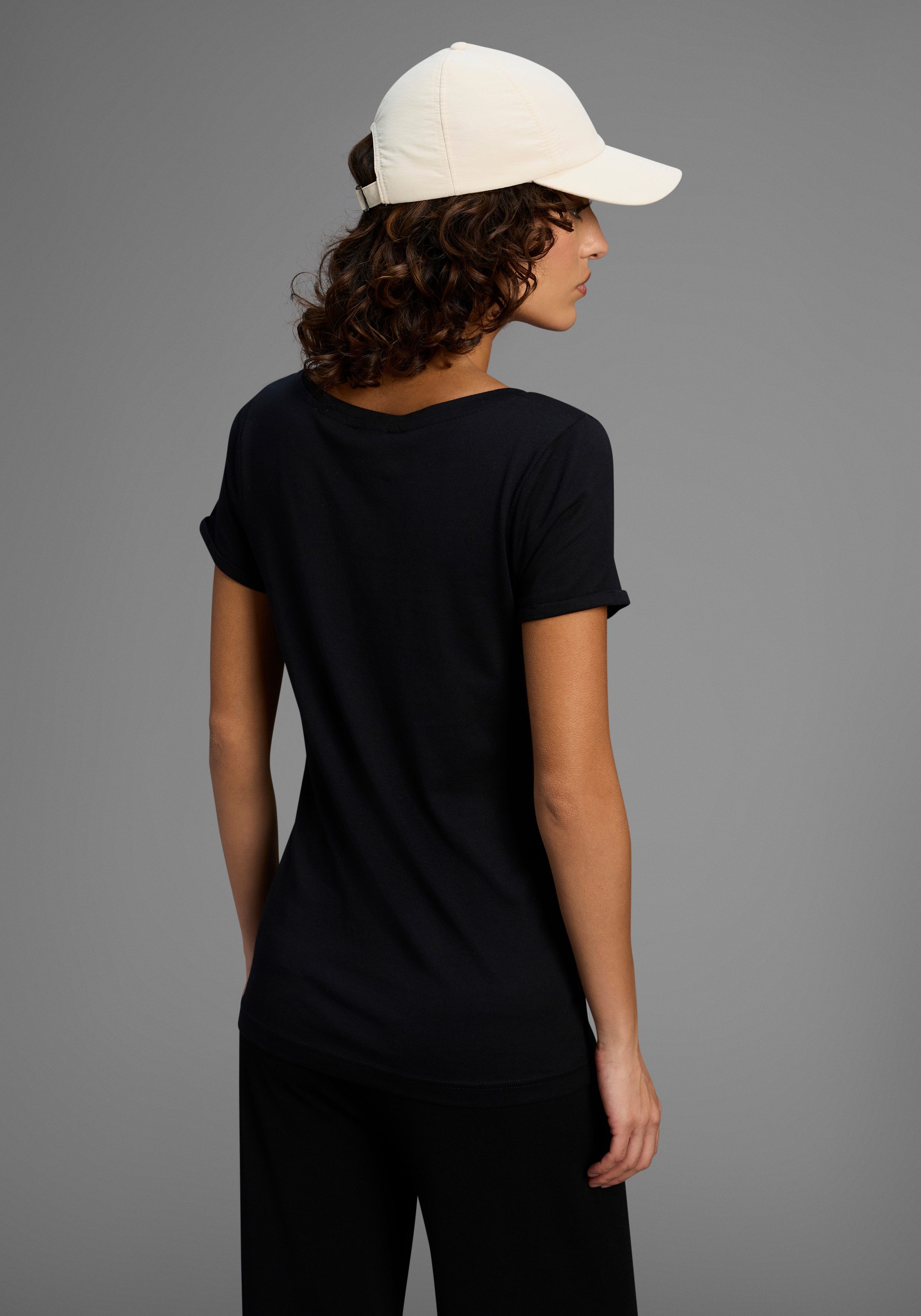 Arizona T-Shirt Kurzarm, figurbetont, Basic-Stil, aus Baumwollmischung