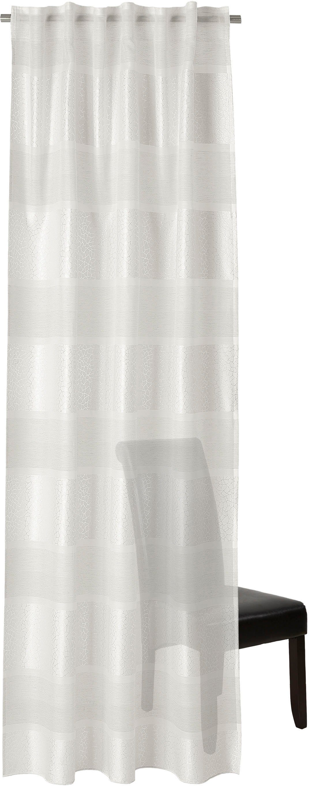 Neutex halbtransparent, (1 Schlaufen wollweiß/silberfarben you!, Ilma, Schal mit for Schlaufen St), Vorhang Jacquard, verdeckten verdeckte