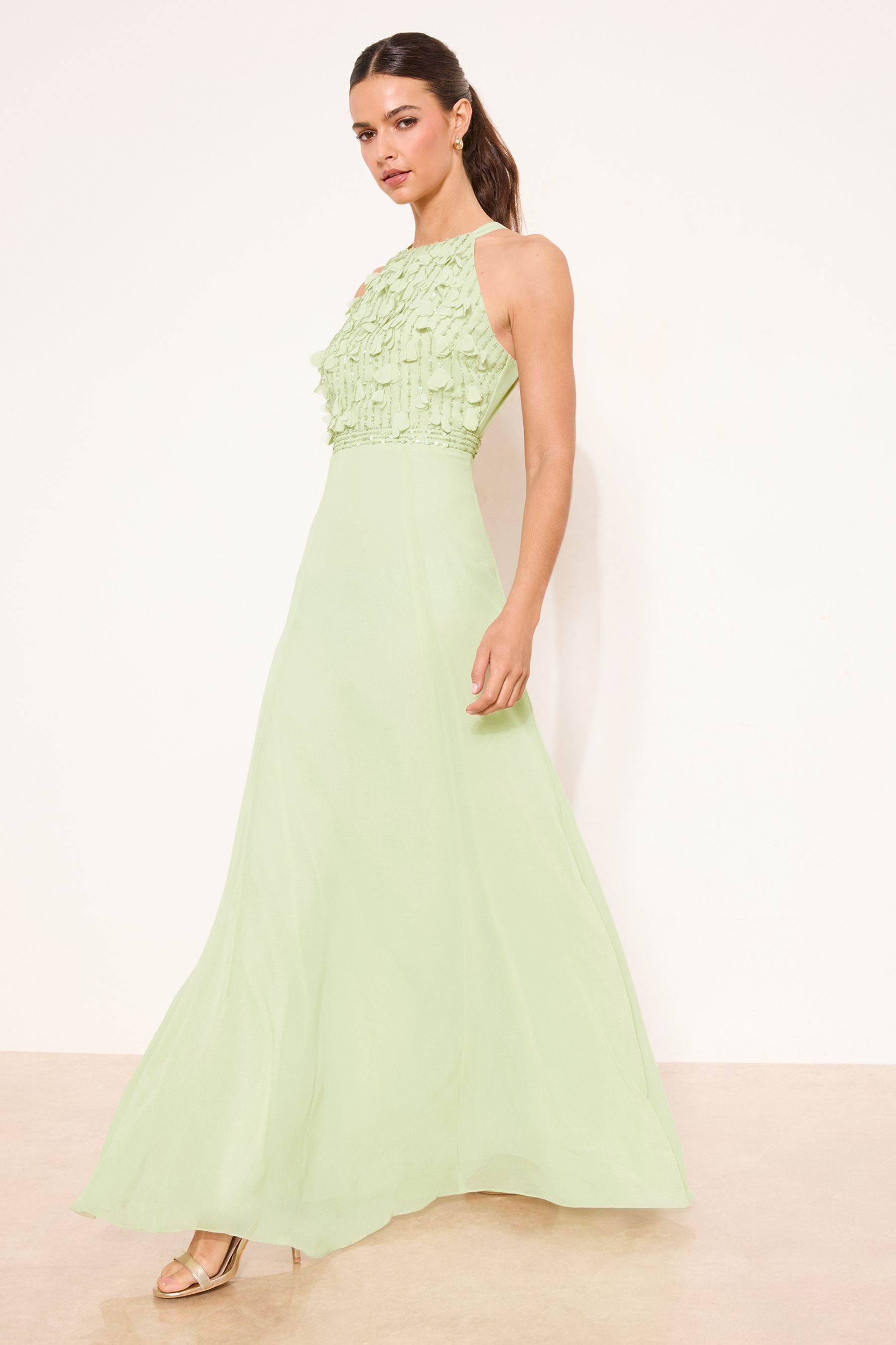 LIPSY Maxikleid Lipsy 3D-Neckholder-Maxikleid für Brautjungfern (1-tlg)