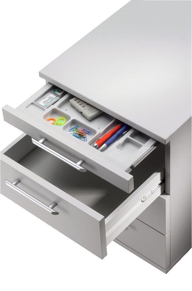 PROREGAL® Rollcontainer Rollcontainer, Ahorn, HxBxT 59x42,8x58cm, 3 Schübe