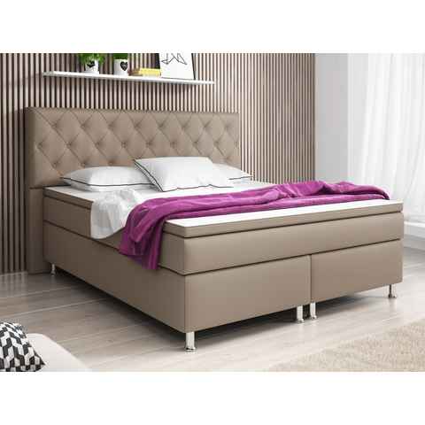 interbed Boxspringbett Turin Chesterfield 180x200cm inkl. Topper und 7 Zonen Taschenfederken (TOP ANGBEOT, inkl.Kopfteil Chesterfield 180x200cm,inkl. Topper, inkl.Matratzen), Kopfteil Chesterfield inkl.Matratzen mit Topper