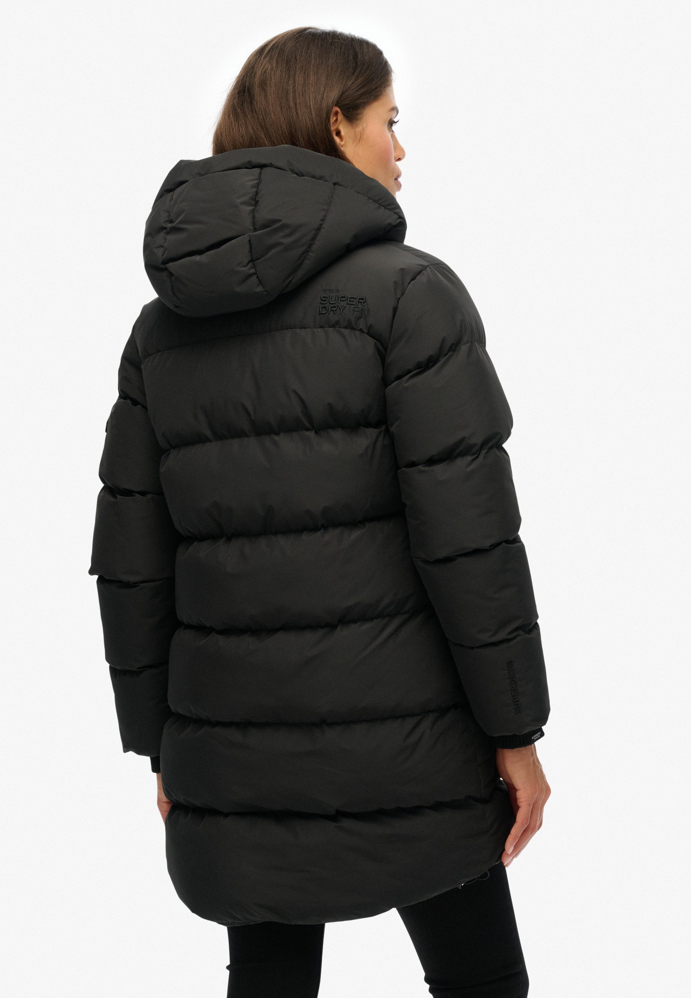 Superdry Steppjacke HOODED SPORTS PUFFER MID JKT mit hochschließendem Kragen, aus Polyester und Kunstfaser, Relaxed Fit