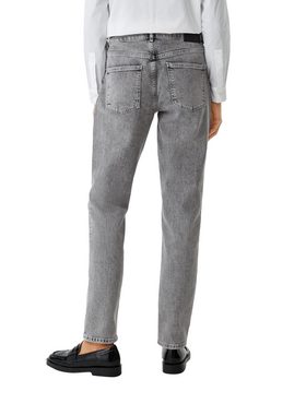 comma casual identity 5-Pocket-Jeans Boyfriend Jeans / Slim Fit / High Rise / Slim Leg Logo, Leder-Patch, Waschung