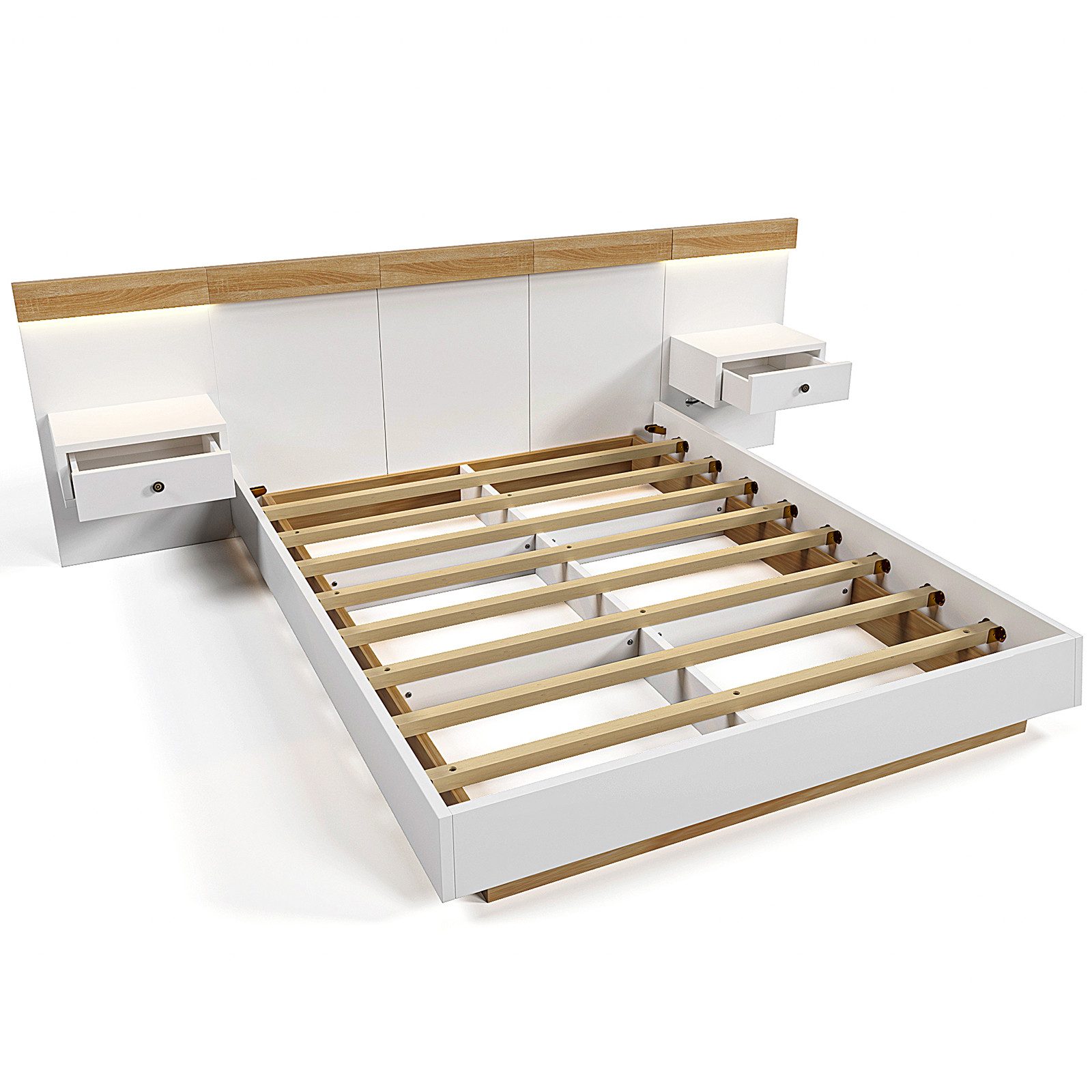 Yorbay Bettanlage Weiß Doppelbett mit 2 günstig online kaufen