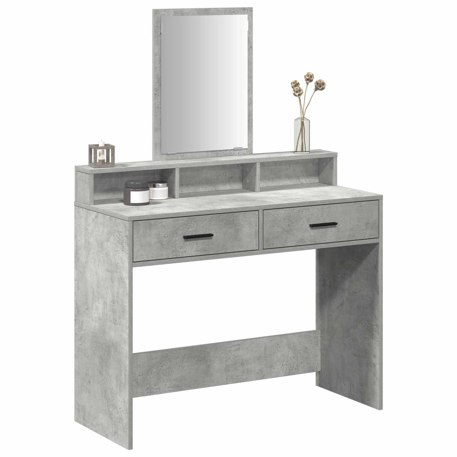 vidaXL Schminktisch Schminktisch Beton Grau 100 x 41 x 140 cm Holzwerkstoff (1-St)