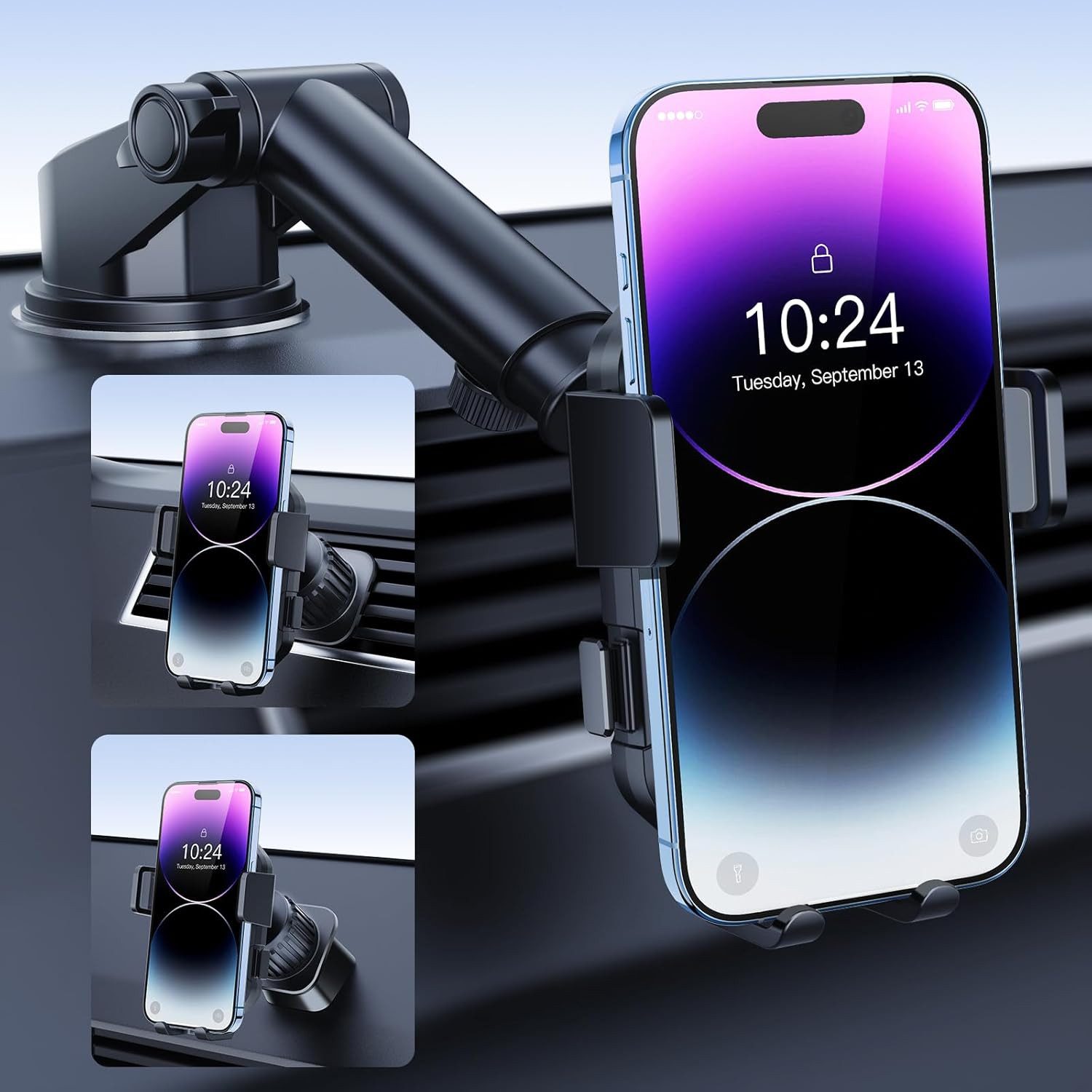 MORRENT Handy-Halterung AUTO handyhalterung 3in1 Saugnapf & Lüftung Halter universal, (3 in 1, Starker Handyhalterung,saugnapf, Flexibler Teleskoparm) – Bild 3 von 5