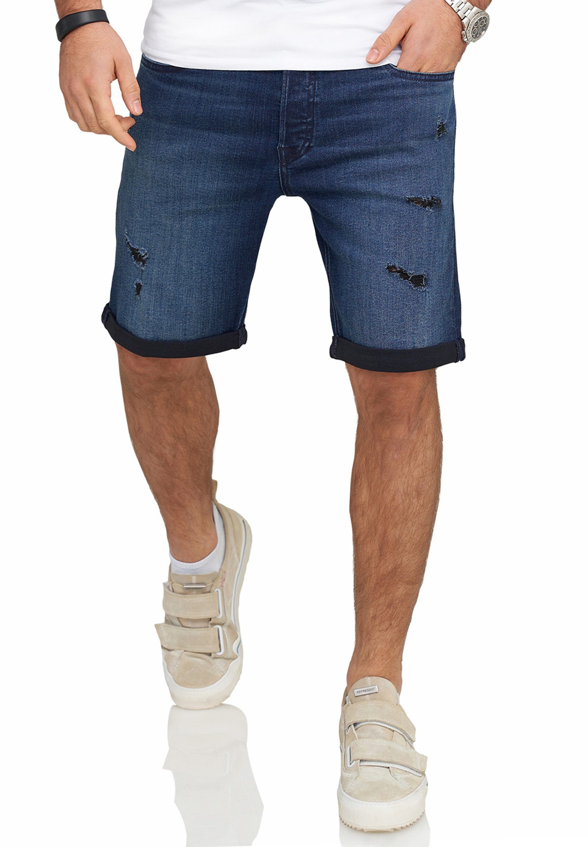 Jack & Jones Jeansshorts JJIRICK JJIINFINITY SHORTS Kurze Jeanshose im 5-Pocket-Stil Casual Denim Pants mit Waschung