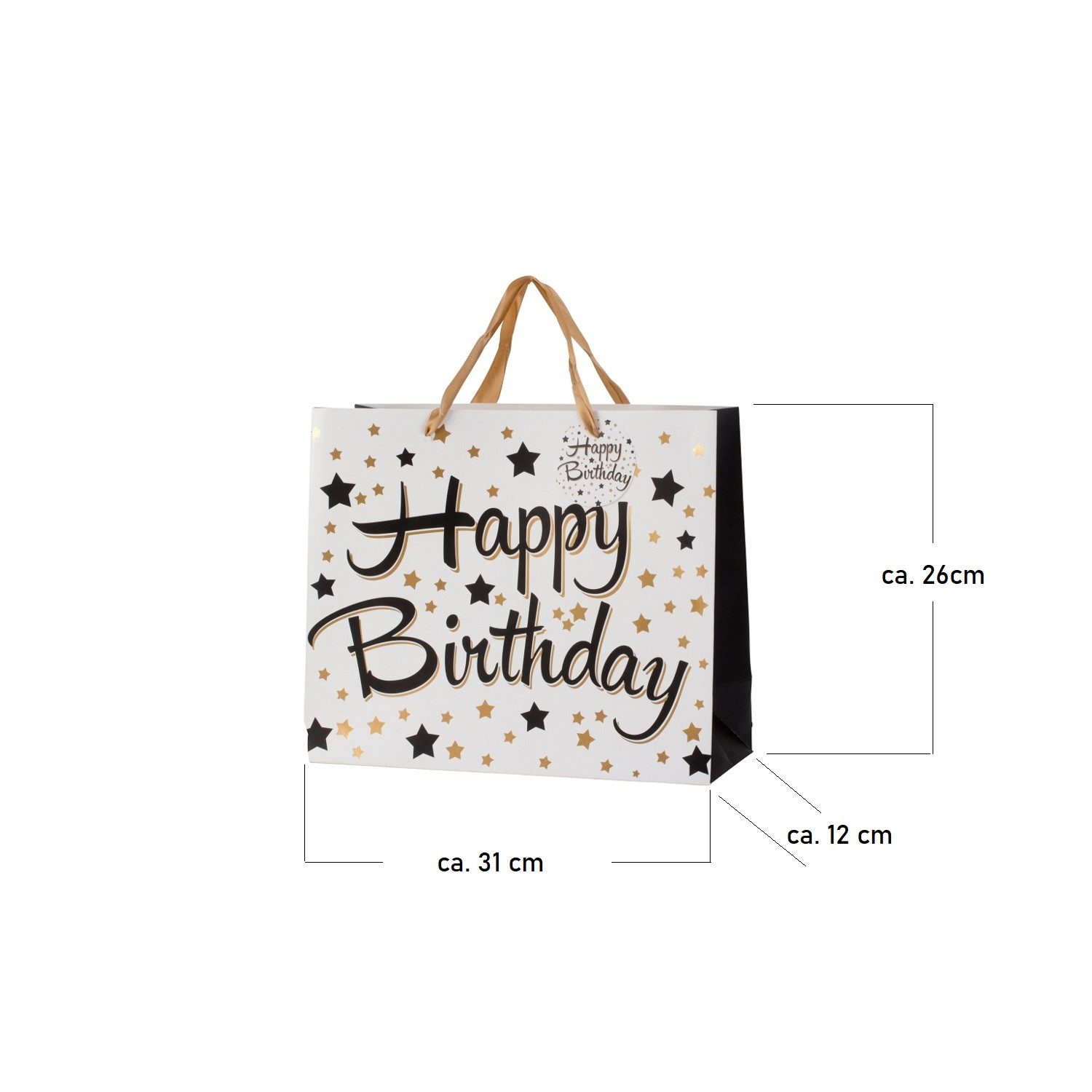 KARMA Geschenkpapier Geschenktüten 4er Set Papier Happy Birthday Geschenktaschen, 26 x 31 x 12 cm Geburtstagseschenktasche
