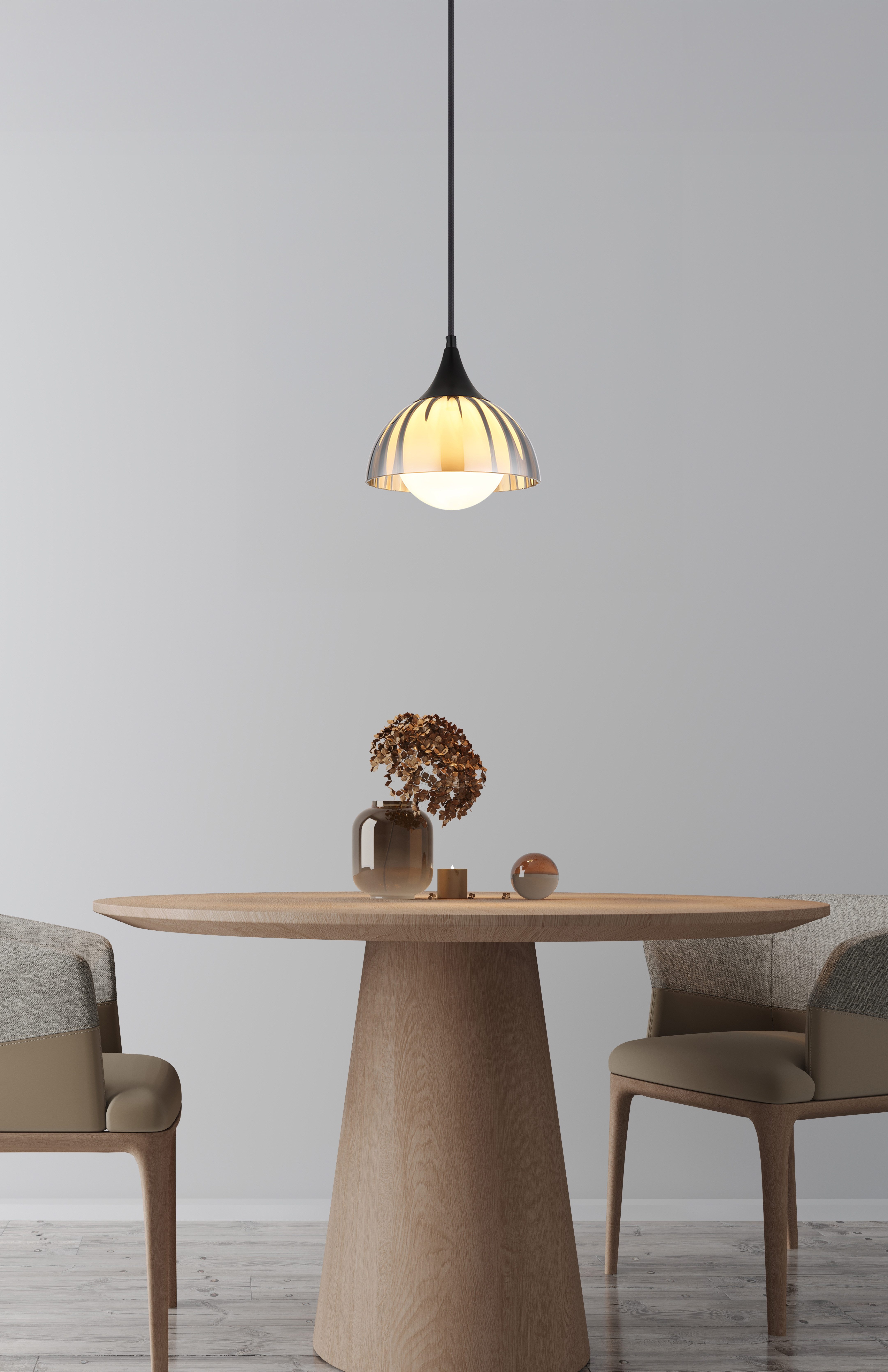 NOWA Pendelleuchte EVA, ohne Leuchtmittel, Glas, Glaskugel opal, Hängelampe, Wohnzimmer, Esstisch