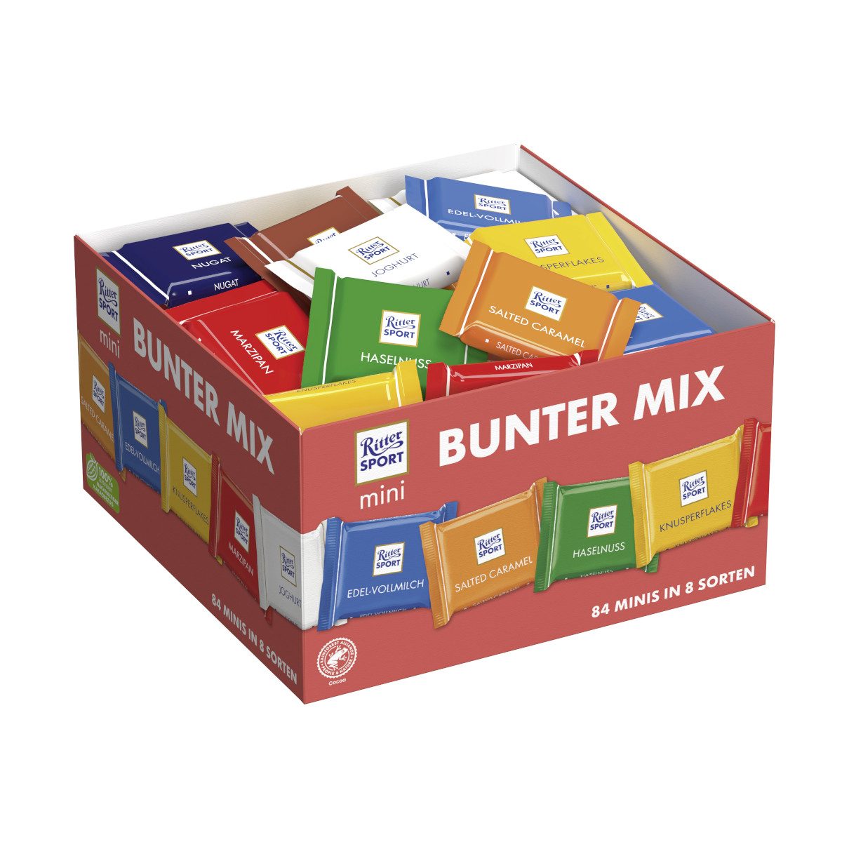 Ritter SPORT Schokolade, Ritter Sport Mini Thekendisplay 8 Sorten Vollmilchschokolade 1400g