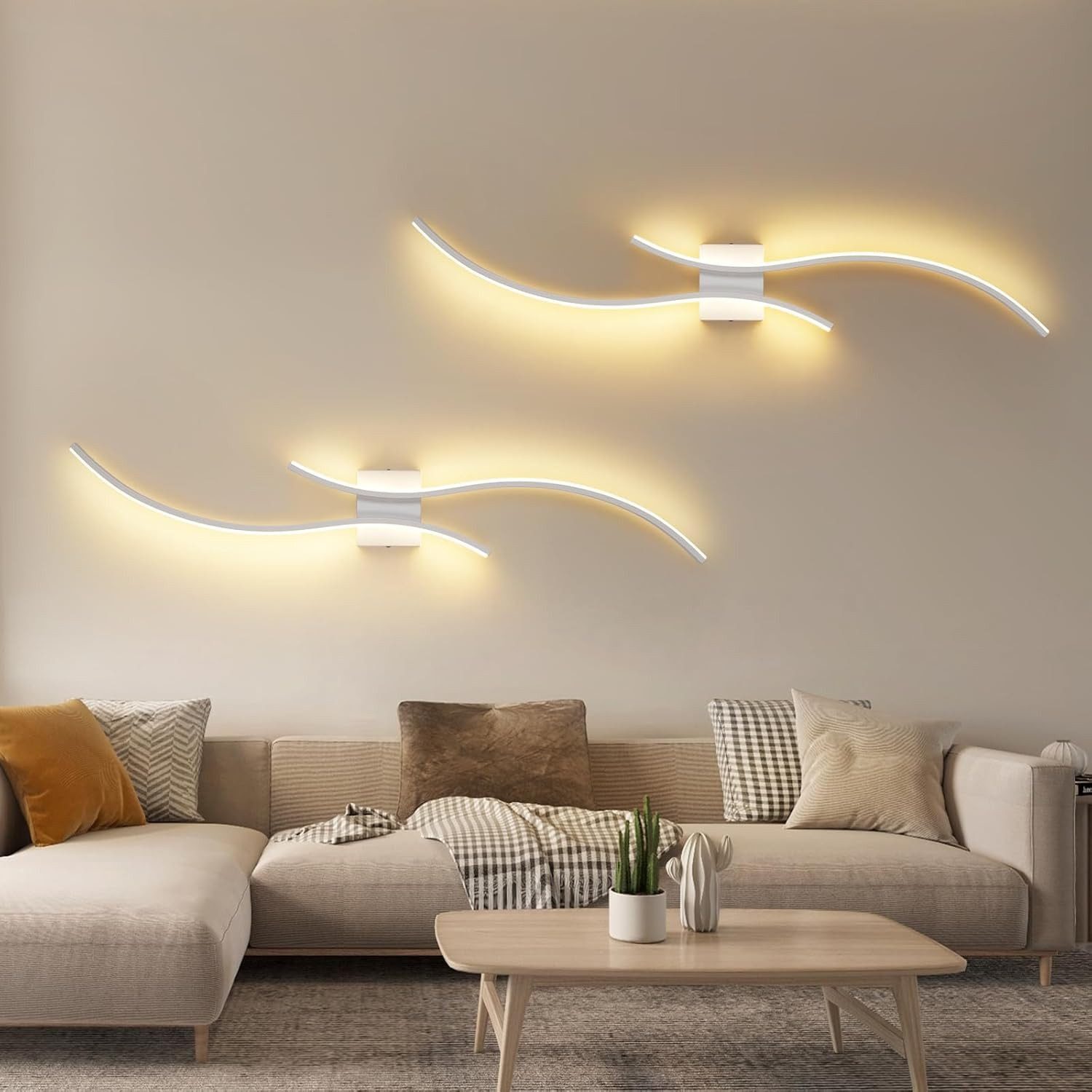 ZMH LED Wandleuchte Innen 14W 3000K Aluminium, vertikal und horizontal montierbar, LED fest integriert, Aluminium, Silikon, 1800lmfest, integriert vertikal/horizontal