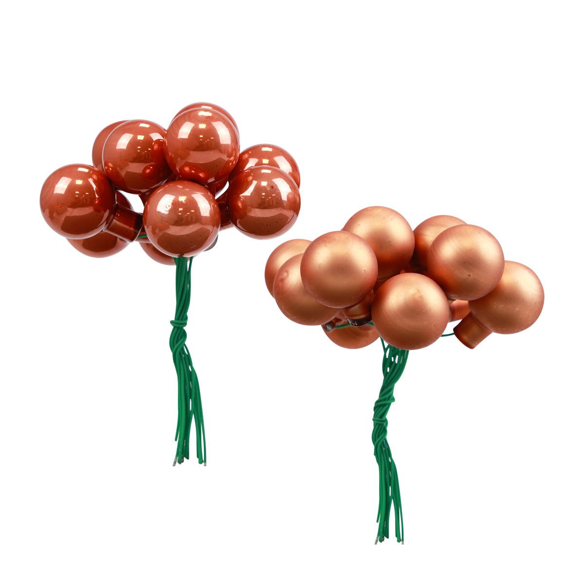 Florists Products Weihnachtsbaumkugel Glaskugeln Weihnachtsdeko Mini am Draht Rot-Orange Matt, 140 Stück