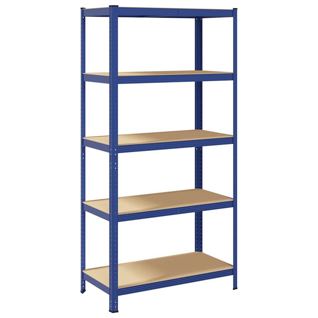 vidaXL Ablageregal Lagerregal mit 5 Böden Blau Stahl & Holzwerkstoff, 1-tlg.
