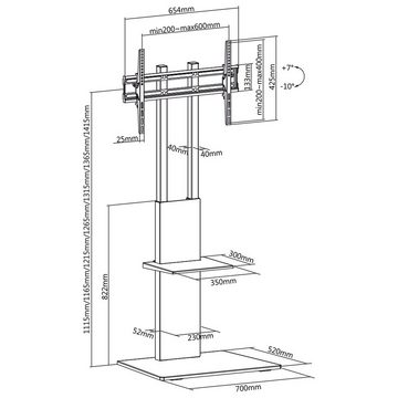 Maclean MC-865 TV-Ständer, (bis 70,00 Zoll, Universal TV Bodenständer)