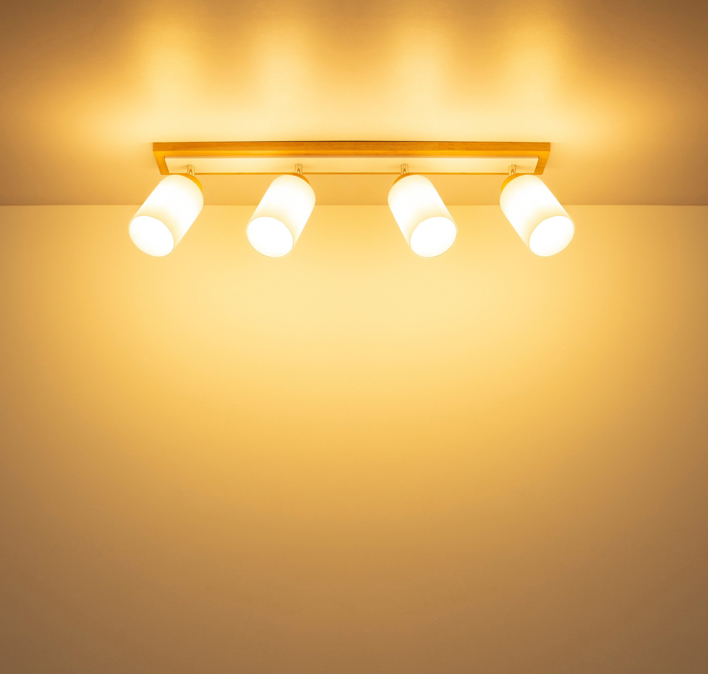 GLOBO LIGHTING Deckenstrahler ROWENA, ohne Leuchtmittel, Flexibler Strahler, drehbar, Holz & Metall, klassisch modern