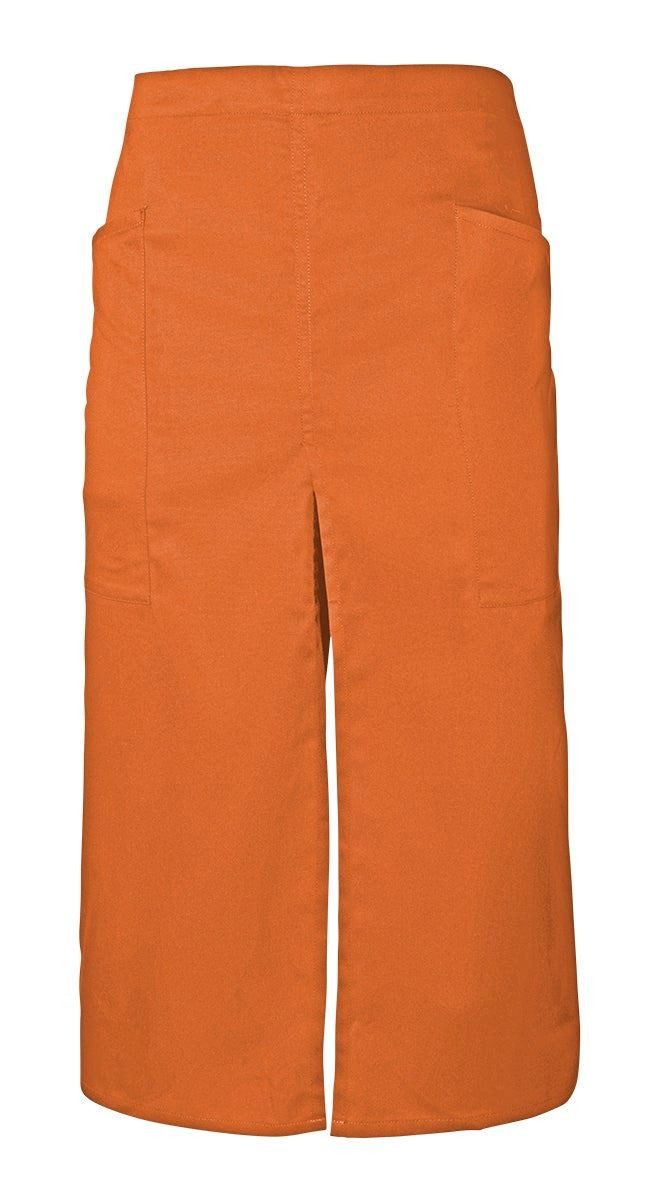 Velilla Kochschürze Lange Schürze mit Schlitz u. Taschen ⚥ One Size Orange, (1-tlg), pflegeleicht, strapazierfähig und formbeständig