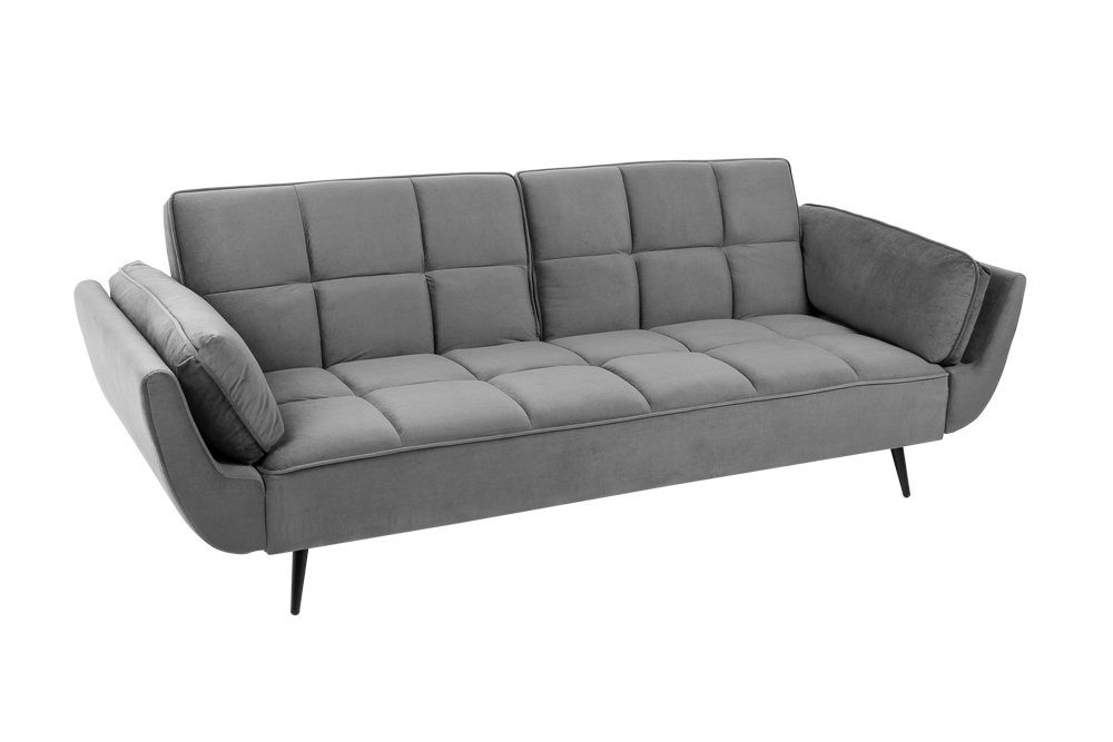 riess-ambiente Schlafsofa BOUTIQUE 213cm grau - Samt, schwarze Füße, Rundumbezug, retro, 3-Sitzer mit Schlaffunktion - ideal für Wohn- & Schlafzimmer oder Loft – Bild 2 von 5
