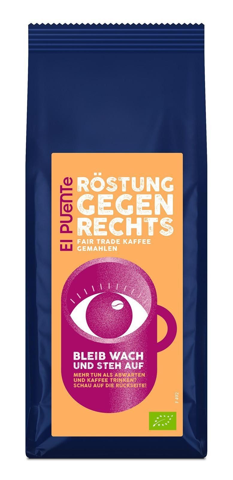 El Puente Kaffee Röstung gegen Rechts - Bio-Kaffee gemahlen 250 g, Fair Trade, Vegan, Handmade