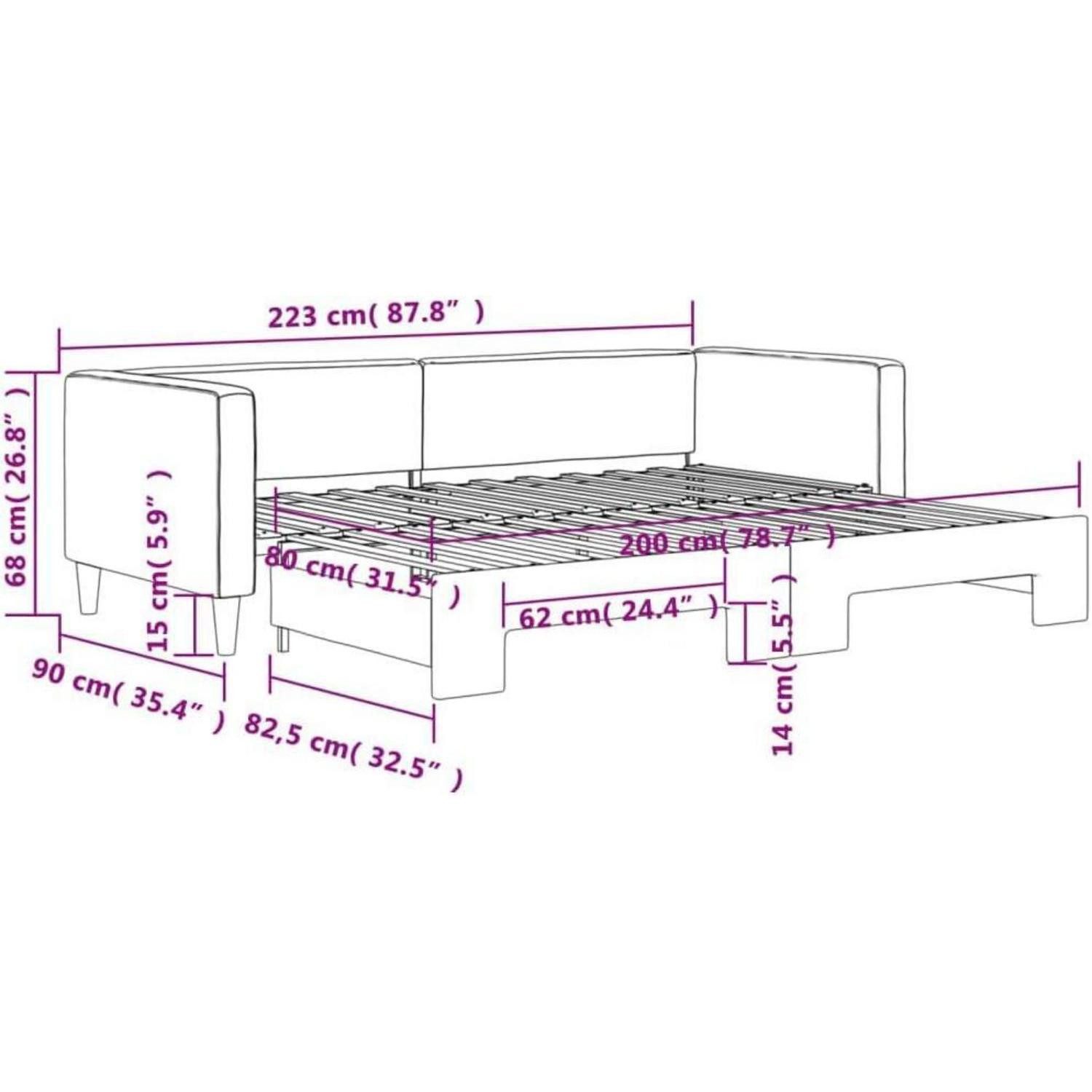 LuxusKollektion Schlafsofa Sofabett Doppelschlafstuhl Ausziehbar 80 x 200 mit Bettkasten Schwarz