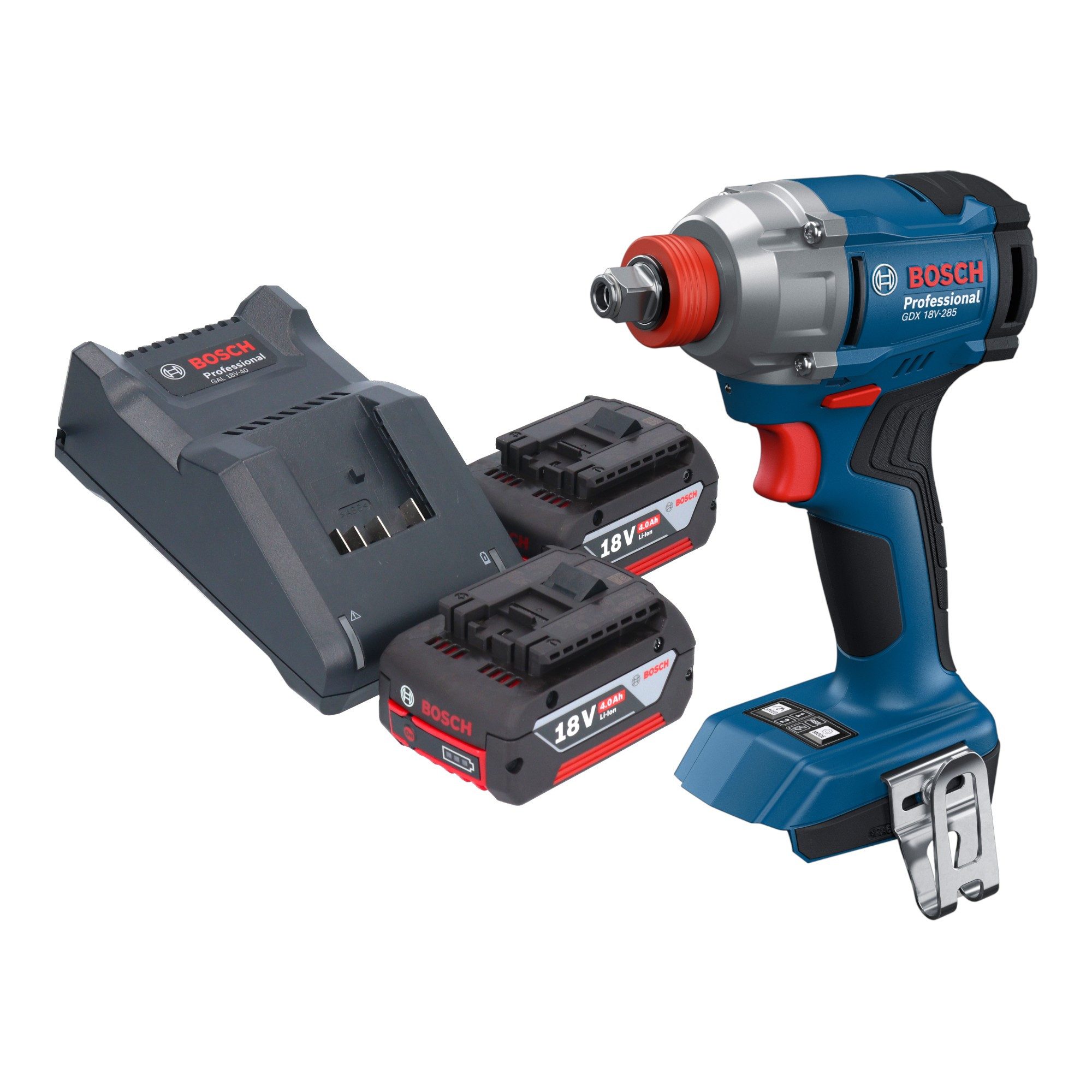 Bosch Professional Akku-Schlagschrauber GDX 18V-285 Professional 18 V 285 Nm 1/4'' + 2x Akku 4,0 Ah + Lader