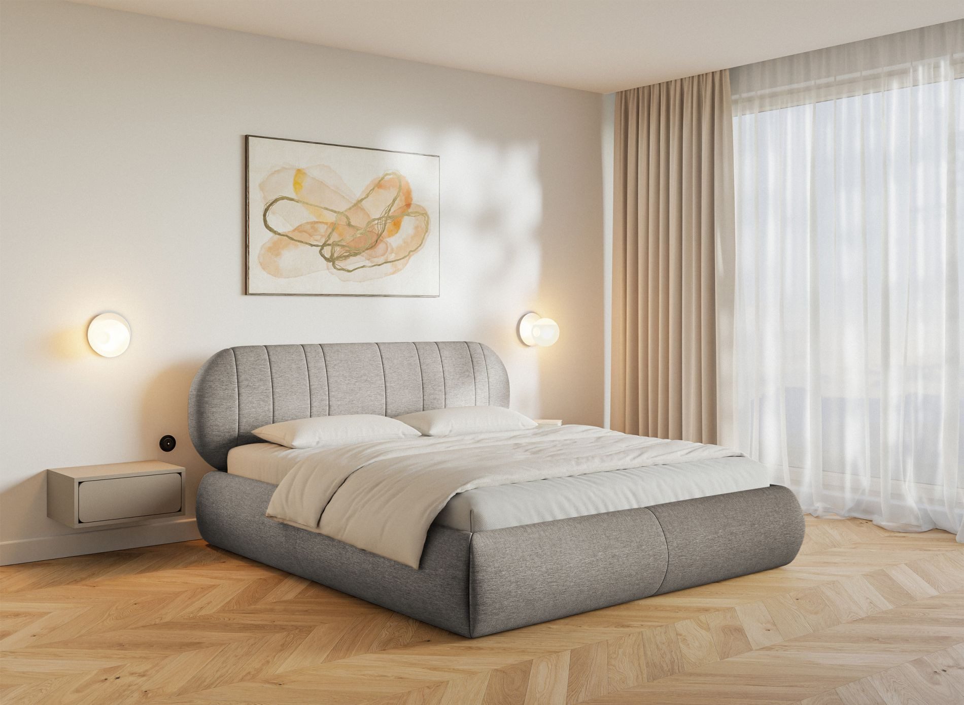 Selsey Polsterbett ASMELIO, Doppelbett mit Rollrost und Kopfteil