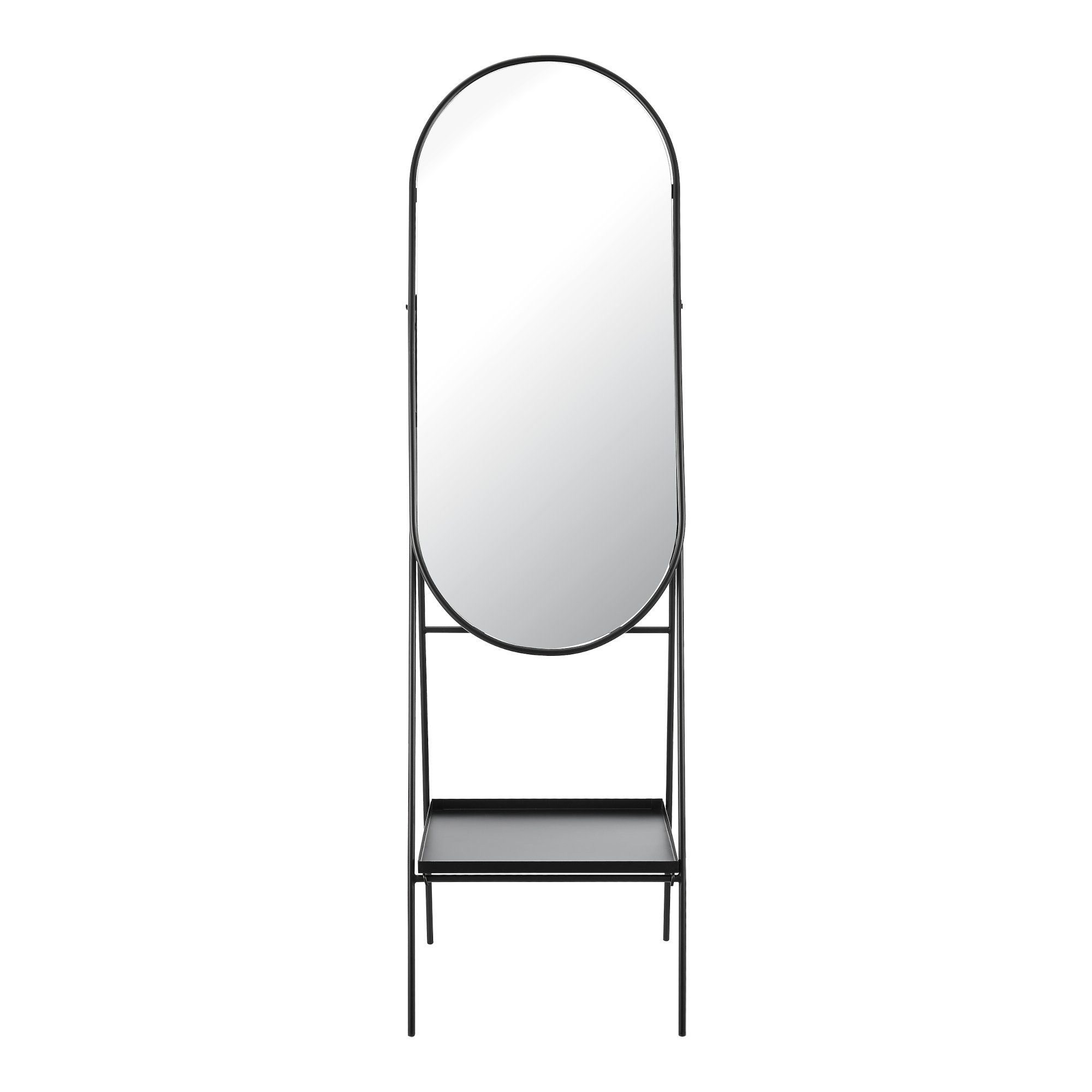Schwarz Metallrahmen Ovaler cm 46 en.casa mit Spiegel »Perano« x 160 Standspiegel,