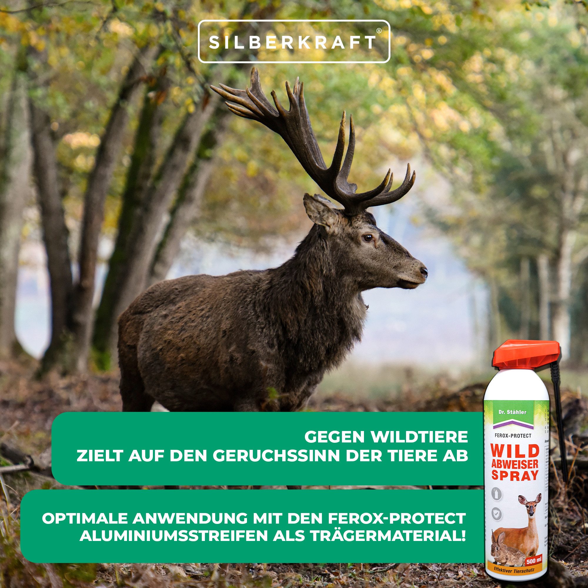 Dr. Stähler Vergrämungsmittel Wildabweiser Spray - Schutz vor Wildtieren auf dem Grundstück, 500 ml, Effektiver Schutz vor Wildtieren Rehen, Hirschen und Kaninchen, 1-St., Wirkt durch Geruch und Bewegung hält Wildtiere fern schützt Pflanzen, Effektiver Schutz Einfache Anwendung Vielseitig einsetzbar