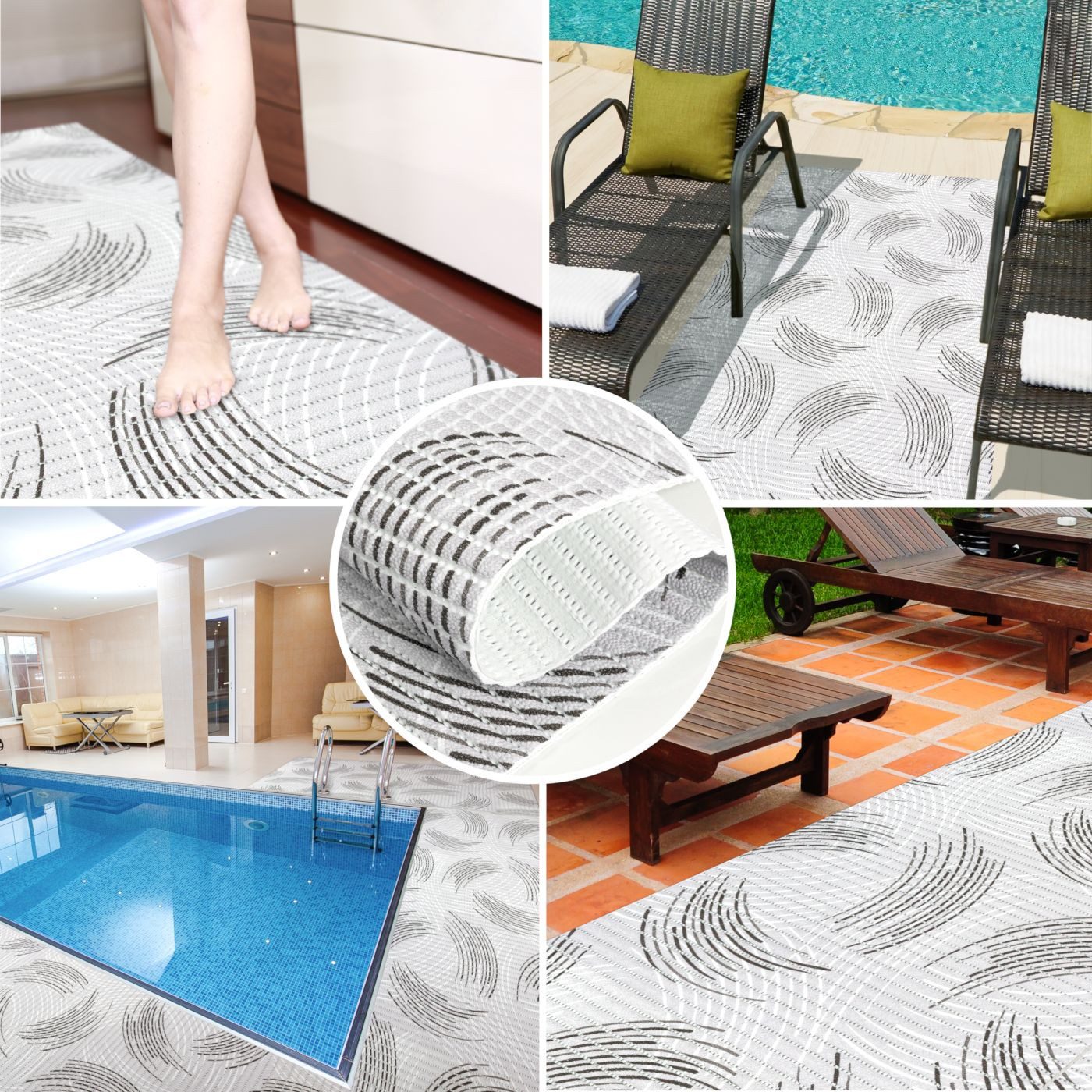 ANRO Schaum-Badematte Premium Zirkel rutschfester Badvorleger mit Drainage, Höhe 5 mm, schnelltrocknend, Drainage, hält die füße warm, isolierend, PVC, Rechteck – Bild 4 von 5