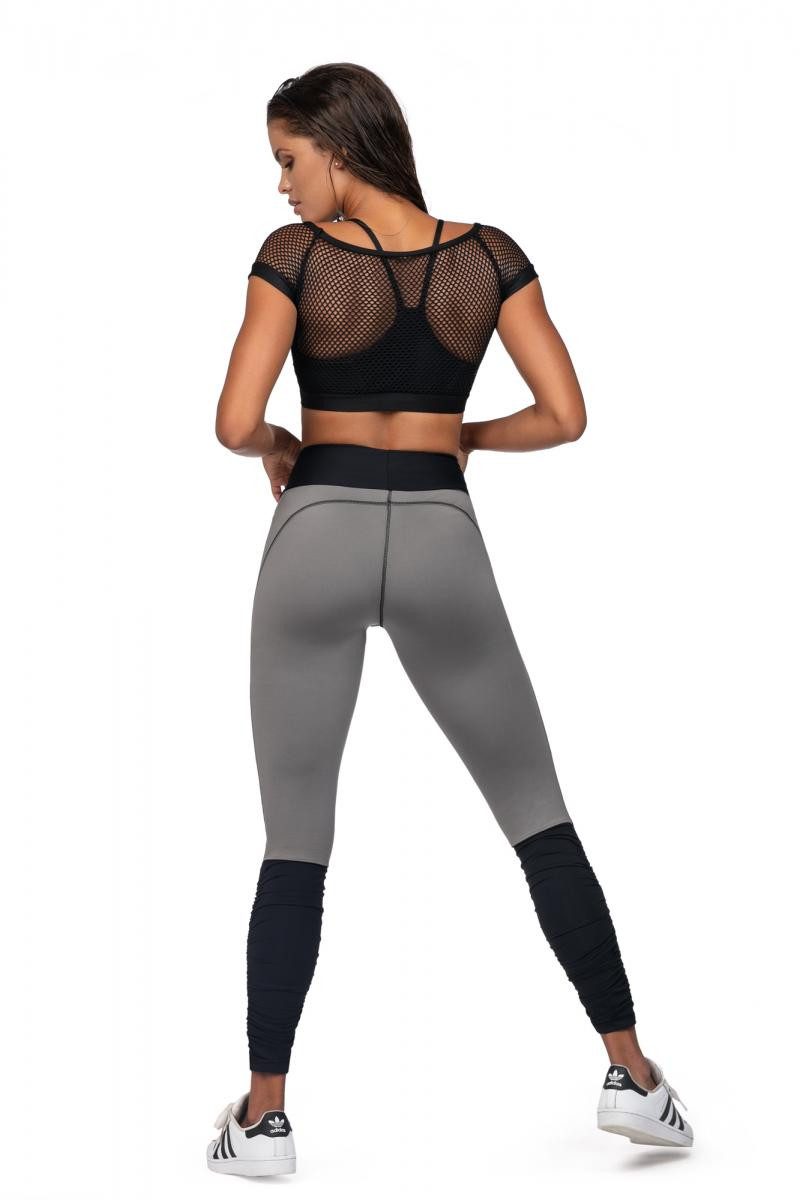 Lorin Leggings Frauen Sport Leggings elastisch in schwarz grau Fitness Hose dehnbar m