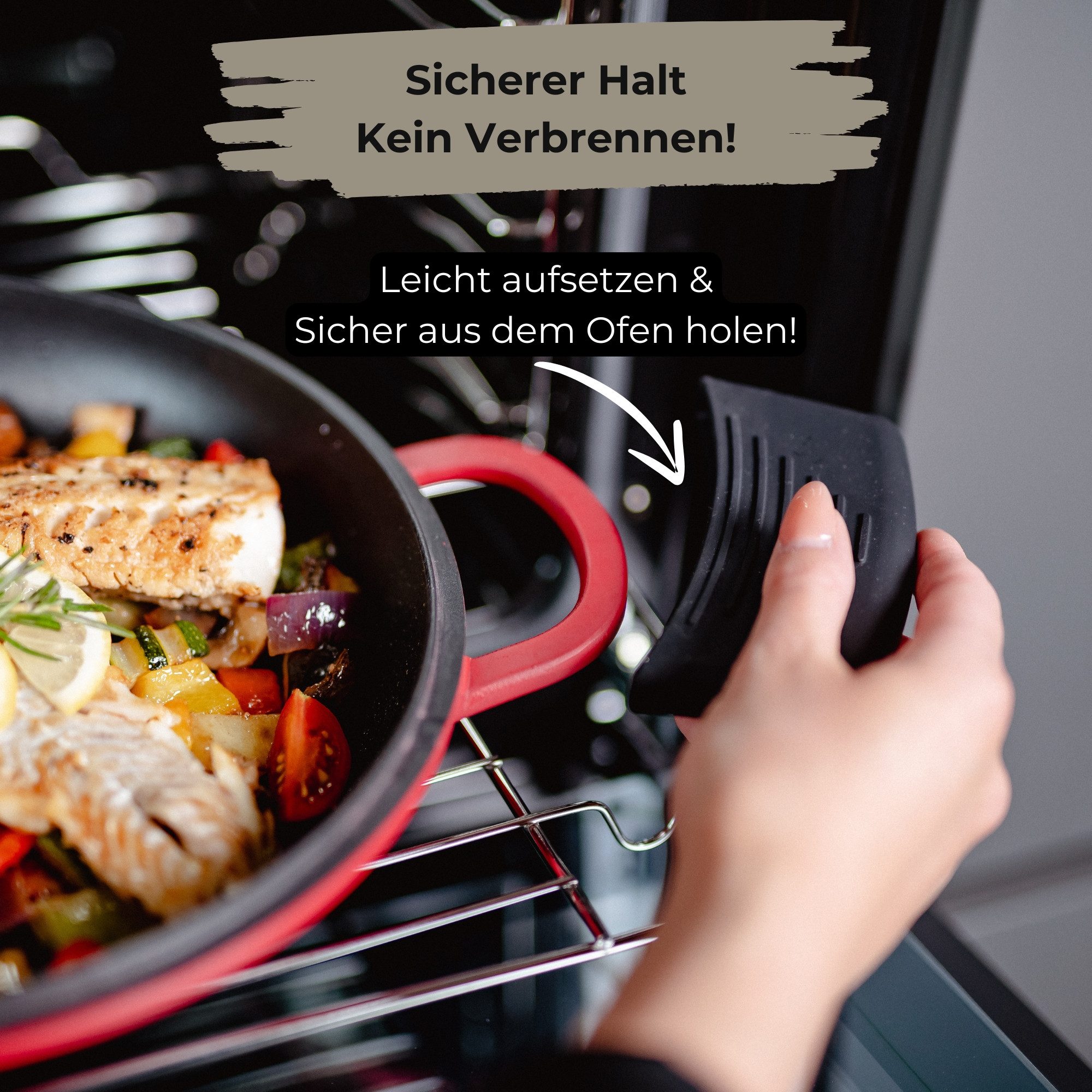 TLESS Griff Silikongriffe für den TLESS Bräter, 2 Stück, wärmeisolierend (1-St), hitzebeständig wärmeisolierend und rutschfest