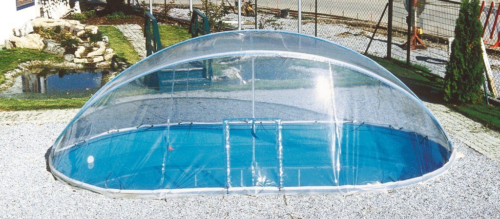 KWAD Poolverdeck Cabrio Dome für ovale Pools mit schmalem Handlauf, in verschiedenen Größen