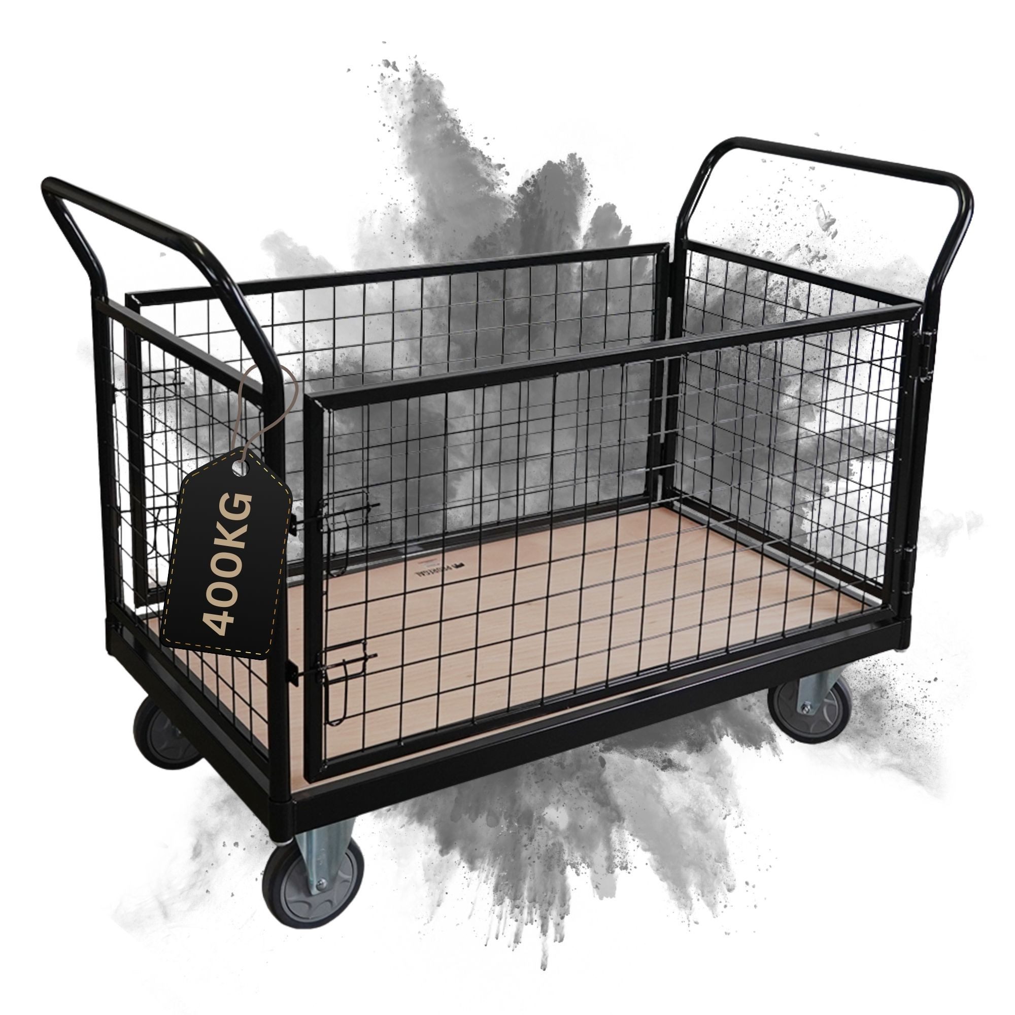 PROREGAL® Transportwagen Plattformwagen mit abnehmbaren Gitterwänden 104x135x67 Traglast 400kg