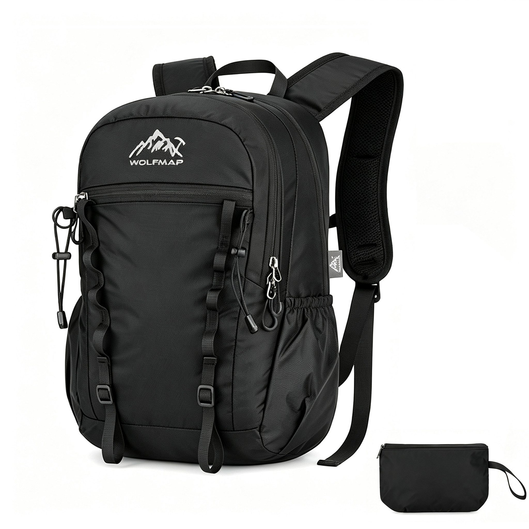 ibettertec Wanderrucksack Wanderrucksack 15L Kleiner Tagesrucksack Herren Damen Faltbarer (für Wandern Daypack Travel Rad und Ausflug, Schwarz)