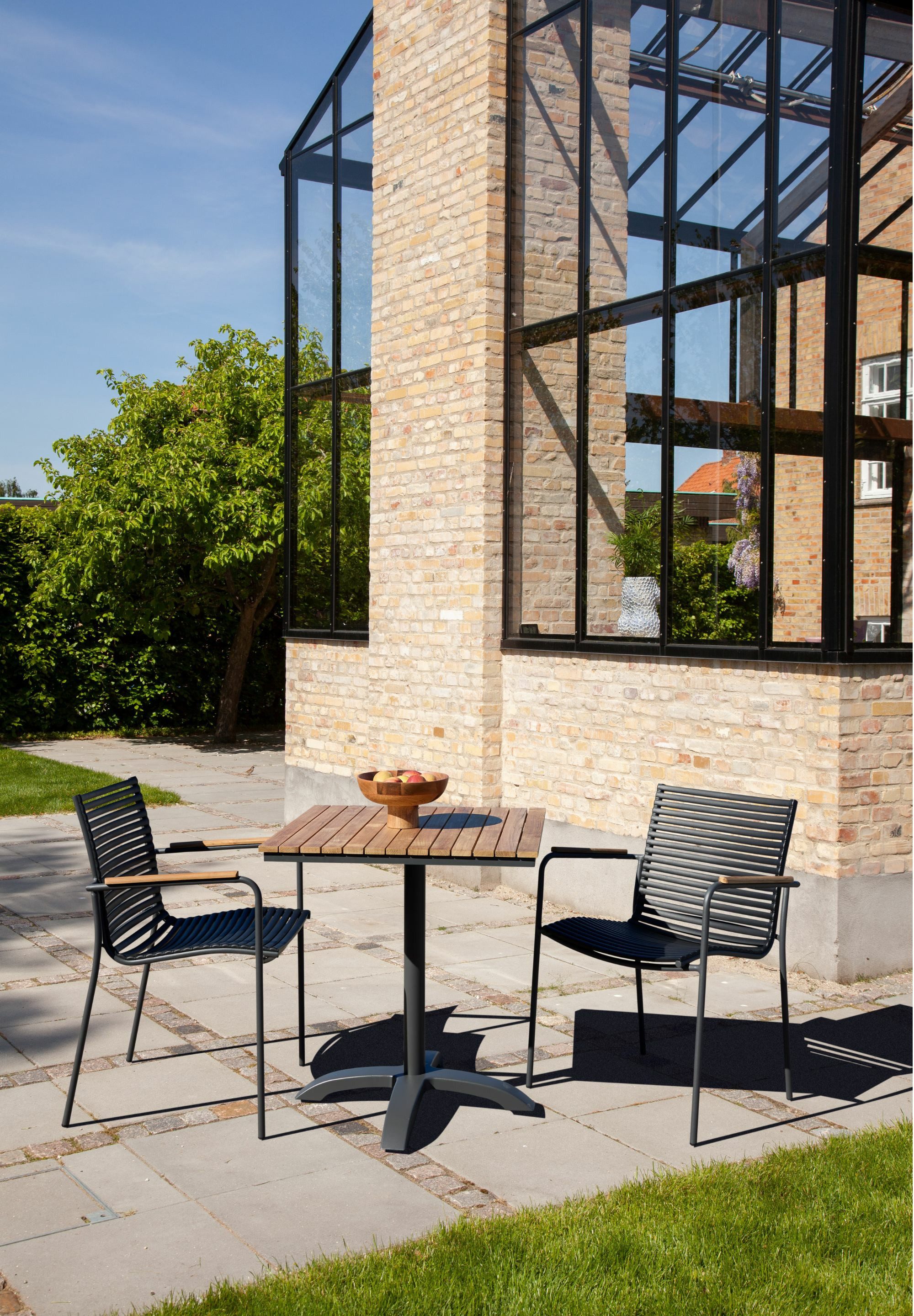 Cinas Sitzgruppe Mood, Gartentisch, Rund, Teak, Aluminium, Retro, skandinavisch