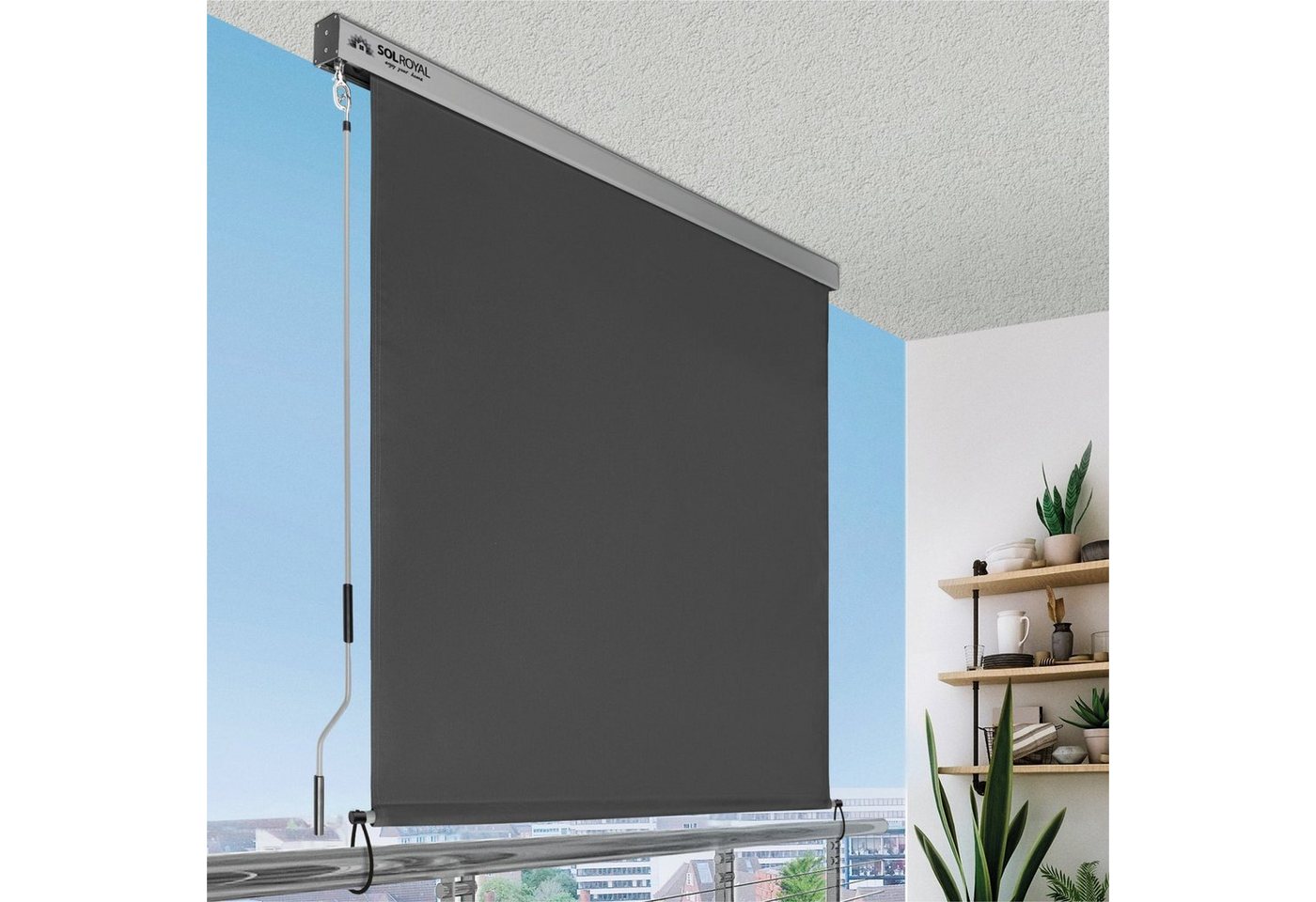 Thumbnail - Sol Royal Klemmmarkise SolVision MS5 Senkrechtmarkise Fassadenmarkise 250x140cm anthrazit