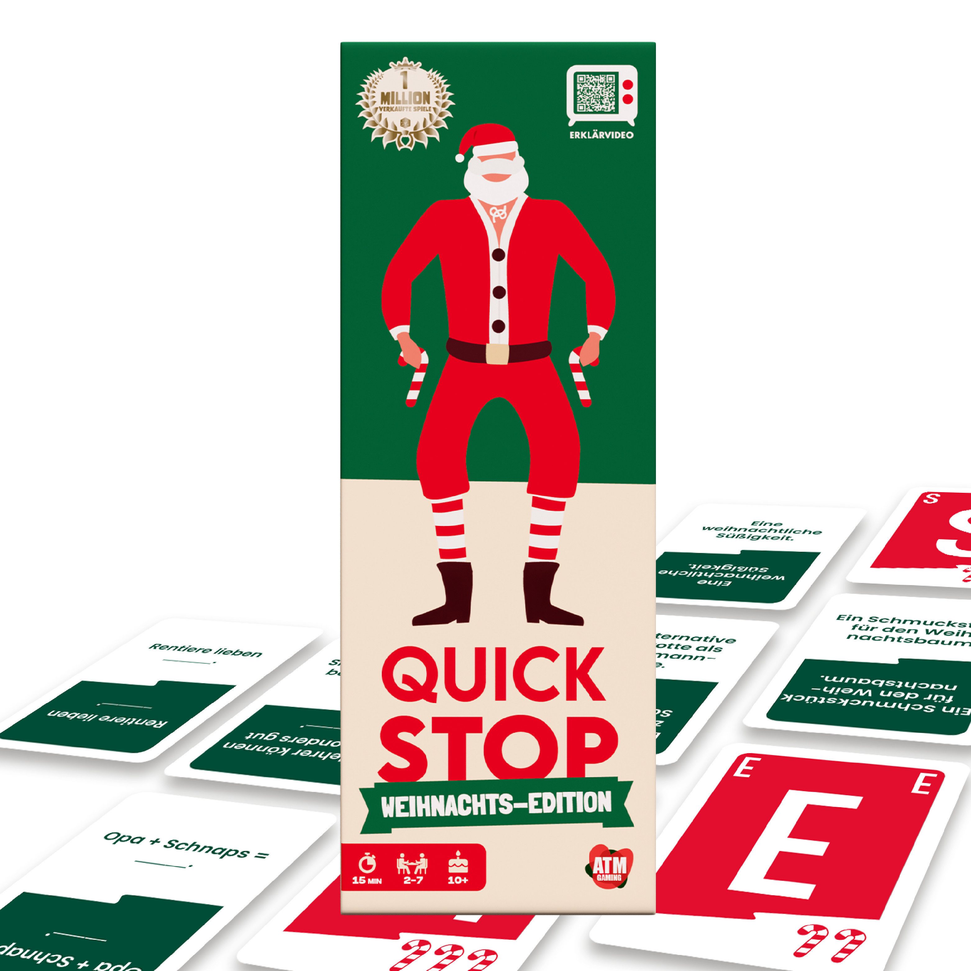 ATM GAMING Spiel QuickStop - Das Buchstaben-Duell - Familien-Edition, Familienspiel, Kartenspiel, Reisespiel, Gesellschaftsspiel