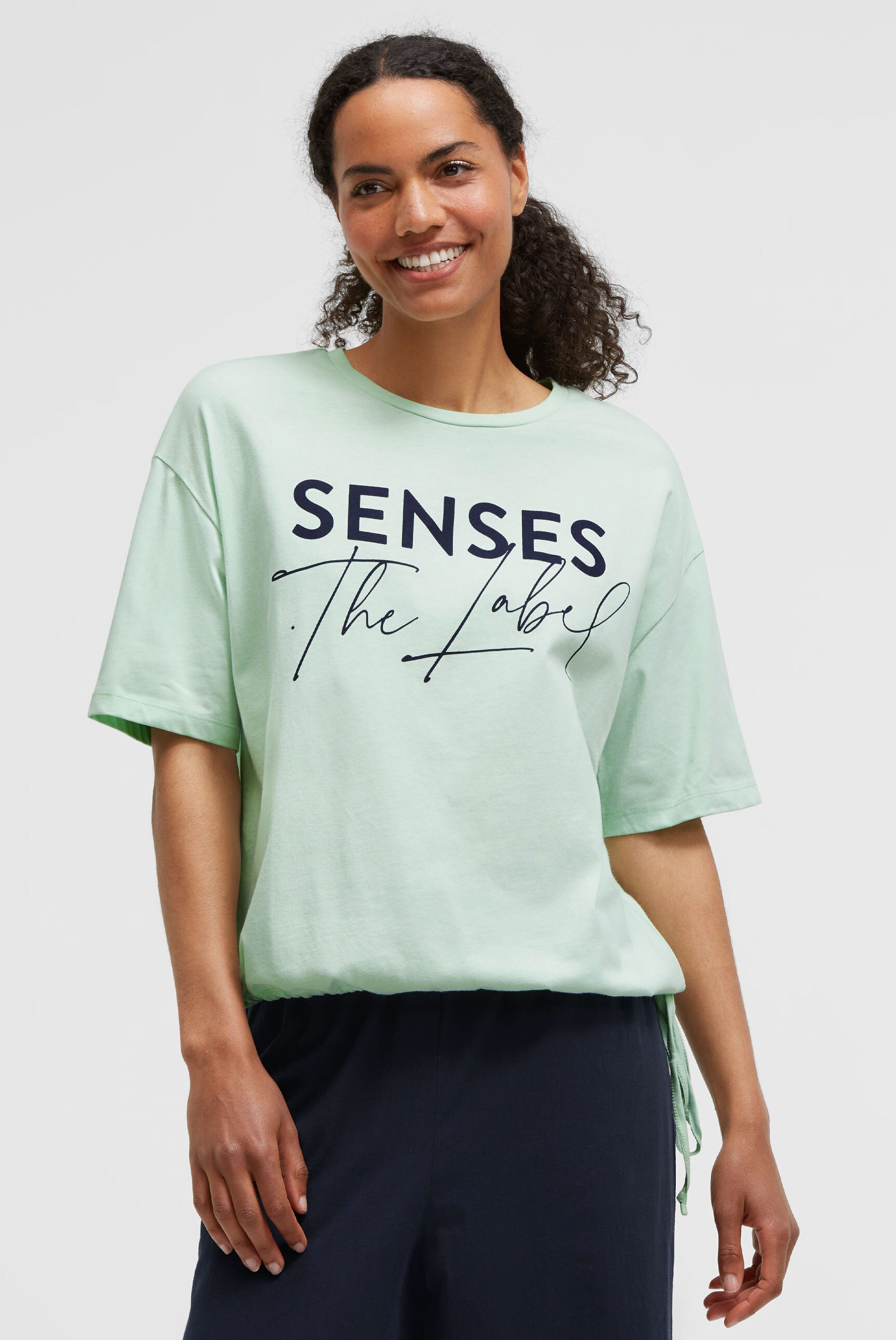 SENSES.THE LABEL Rundhalsshirt mit Bindeband am Saum