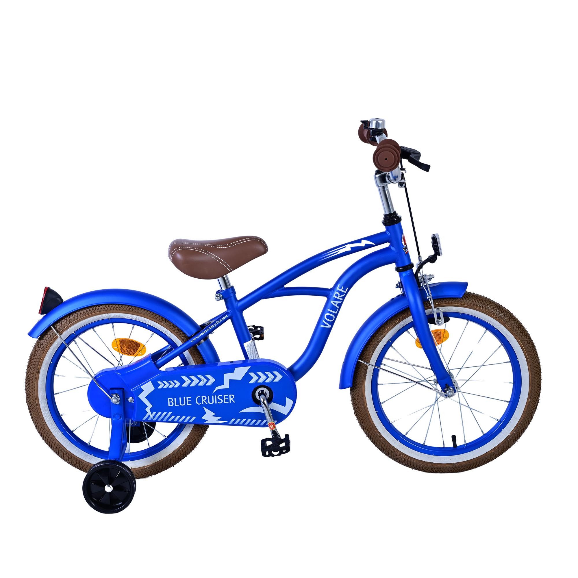 Volare Kinderfahrrad Blue Cruiser, 1 Gang, ohne Schaltung, Kinderfahrrad 16 Zoll Mädchen Jungen Größe 105 - 120 cm ab 4 Jahre