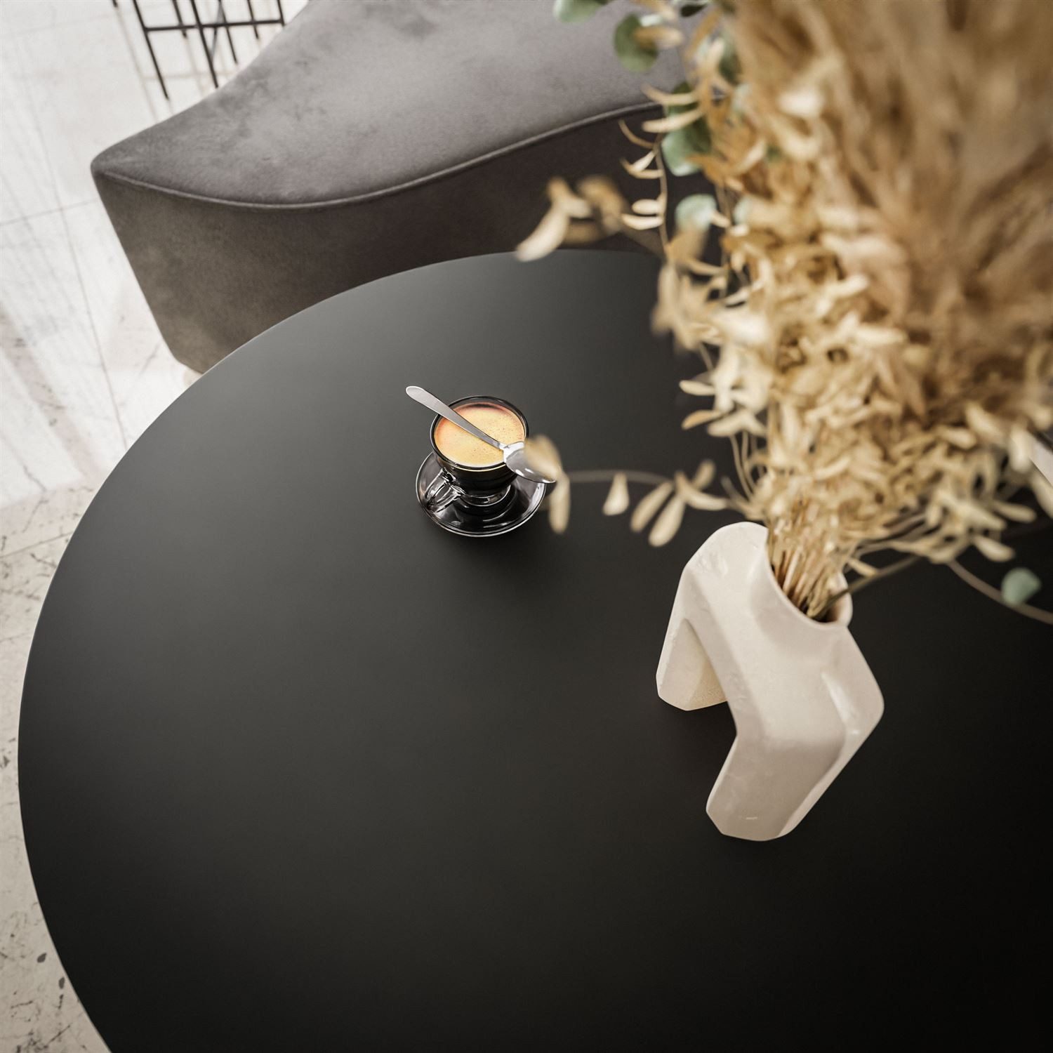 Lookway Couchtisch LORI 2in1 GOLD runder Couchtisch mit mattschwarz Platte (2er Set), Durchmesser: ⌀70 cm und ⌀50 cm