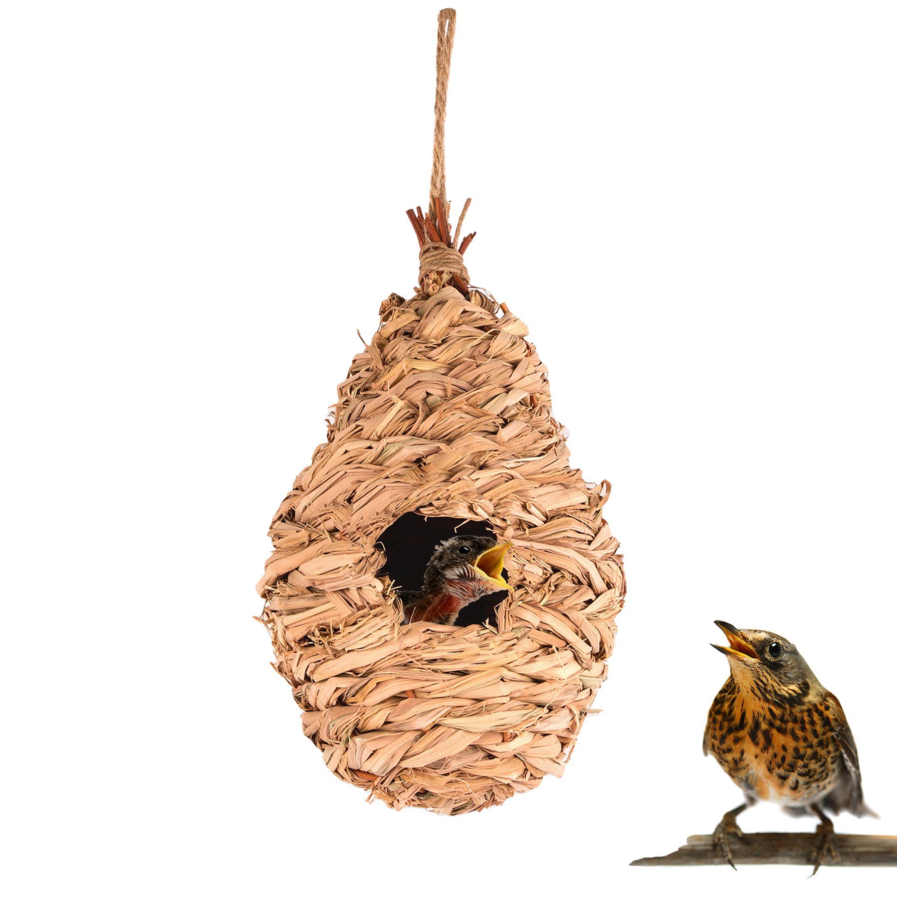 BigDean Nistkasten »Nisttasche Vogelnest gewebt 27 x 12 cm − 100