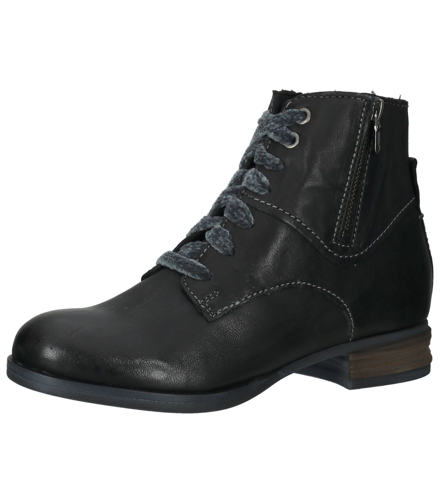 Josef Seibel Stiefelette Leder Schnürstiefelette schwarz