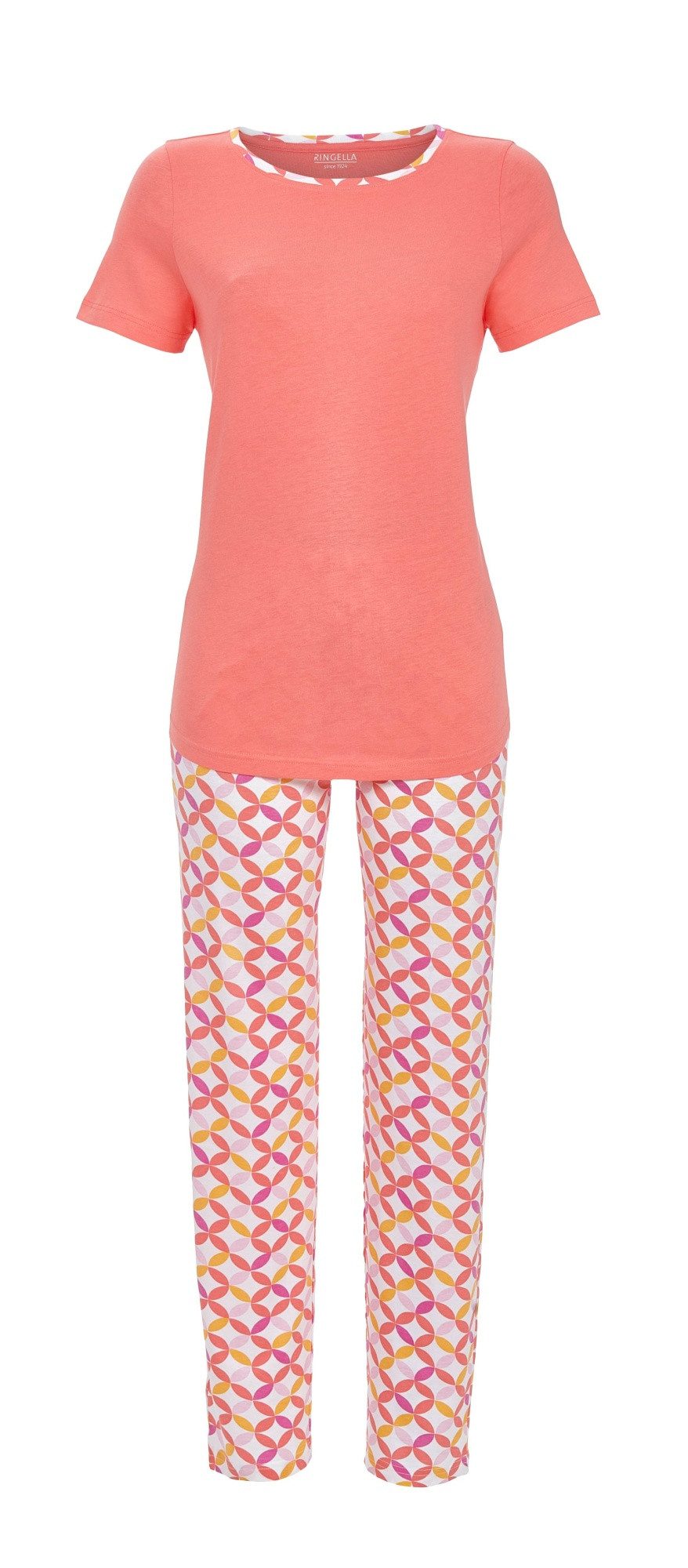 Ringella Pyjama - Schlafanzug mit unifarbenem Oberteil und langer Hose (2 tlg) 60% Baumwolle 40% Modal