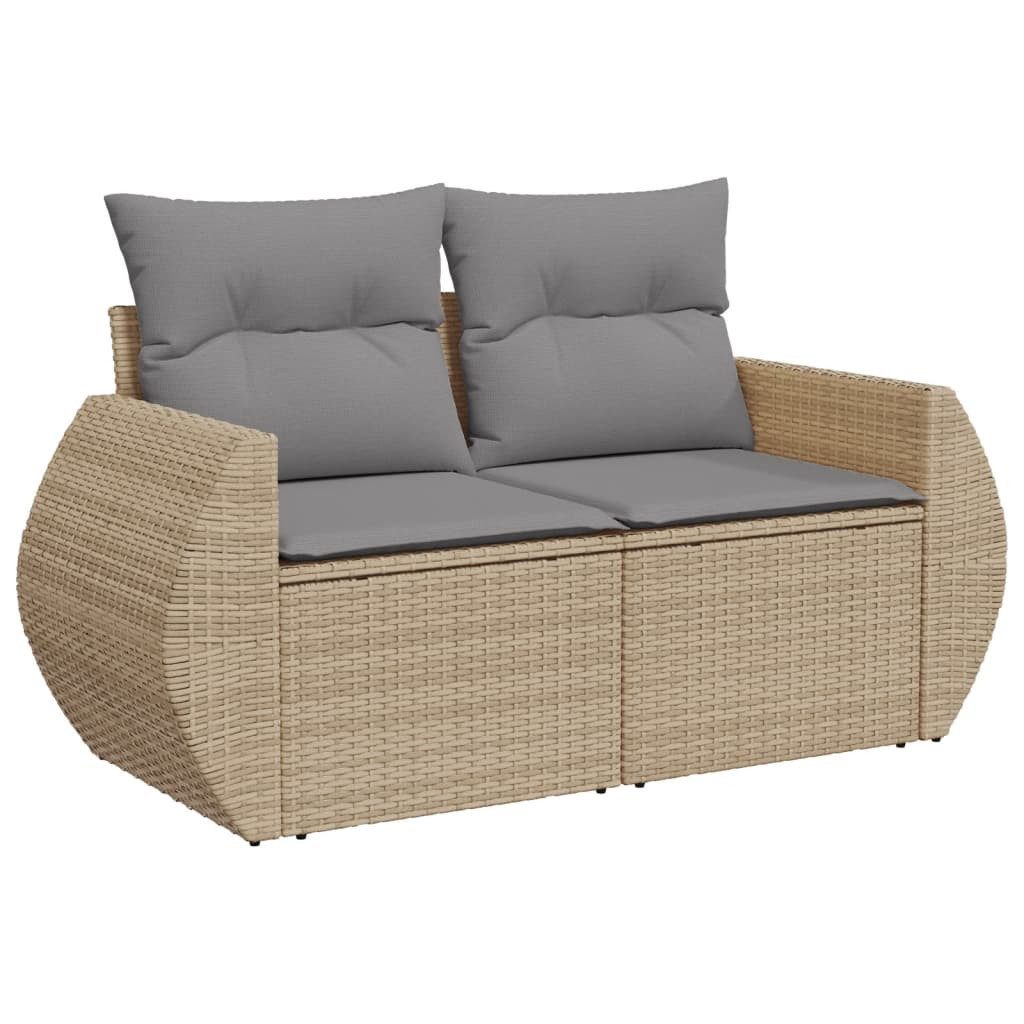 vidaXL Sofaelement 10-tlg. Garten-Sofagarnitur mit Kissen Beige Poly Rattan (1 St)