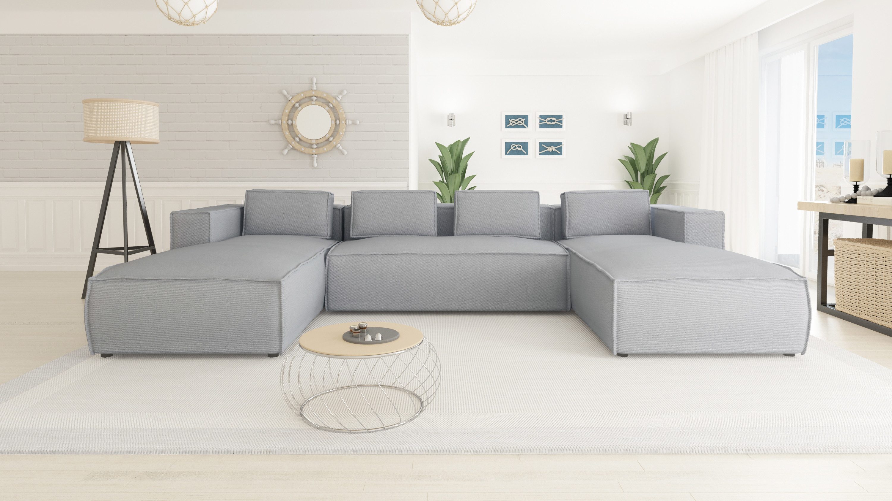 S-Style Möbel Wohnlandschaft Renzo aus Luxusmicrofaser mit weichem Sitz, mit Wellenfederung
